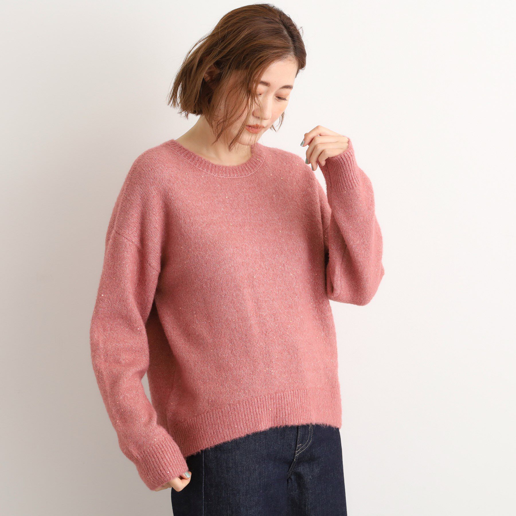 grove「華やぎ冬ニット　ミニスパンコールフェザーニット」|ニット・セーター|