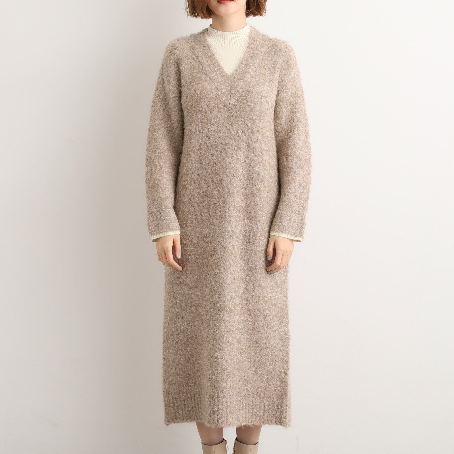 grove「一枚でレイヤードコーデ完成！ブークレーニットワンピース」|ワンピース|