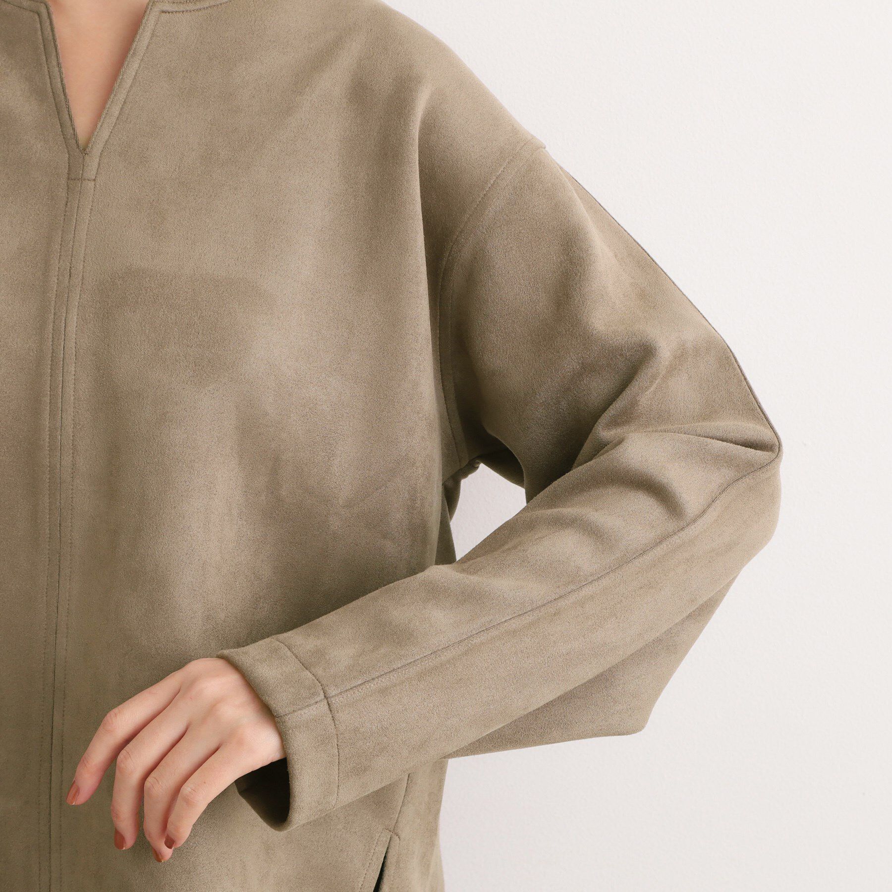 grove「スエード調キーネックプルオーバー」|Tシャツ・カットソー|