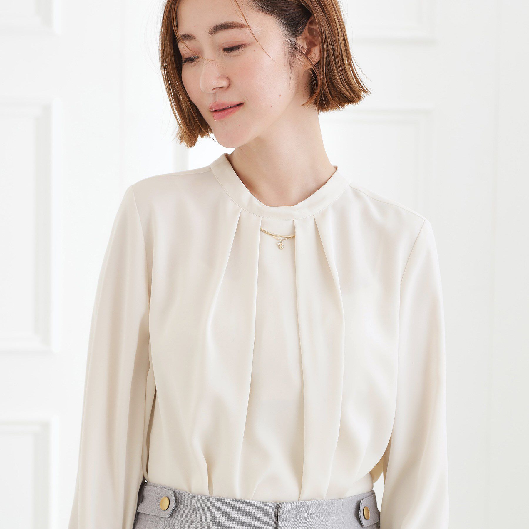 grove「【マシンウォッシュ/防シワ/UVカット】ボウタイブラウス【マルチWAY】」|シャツ・ブラウス|