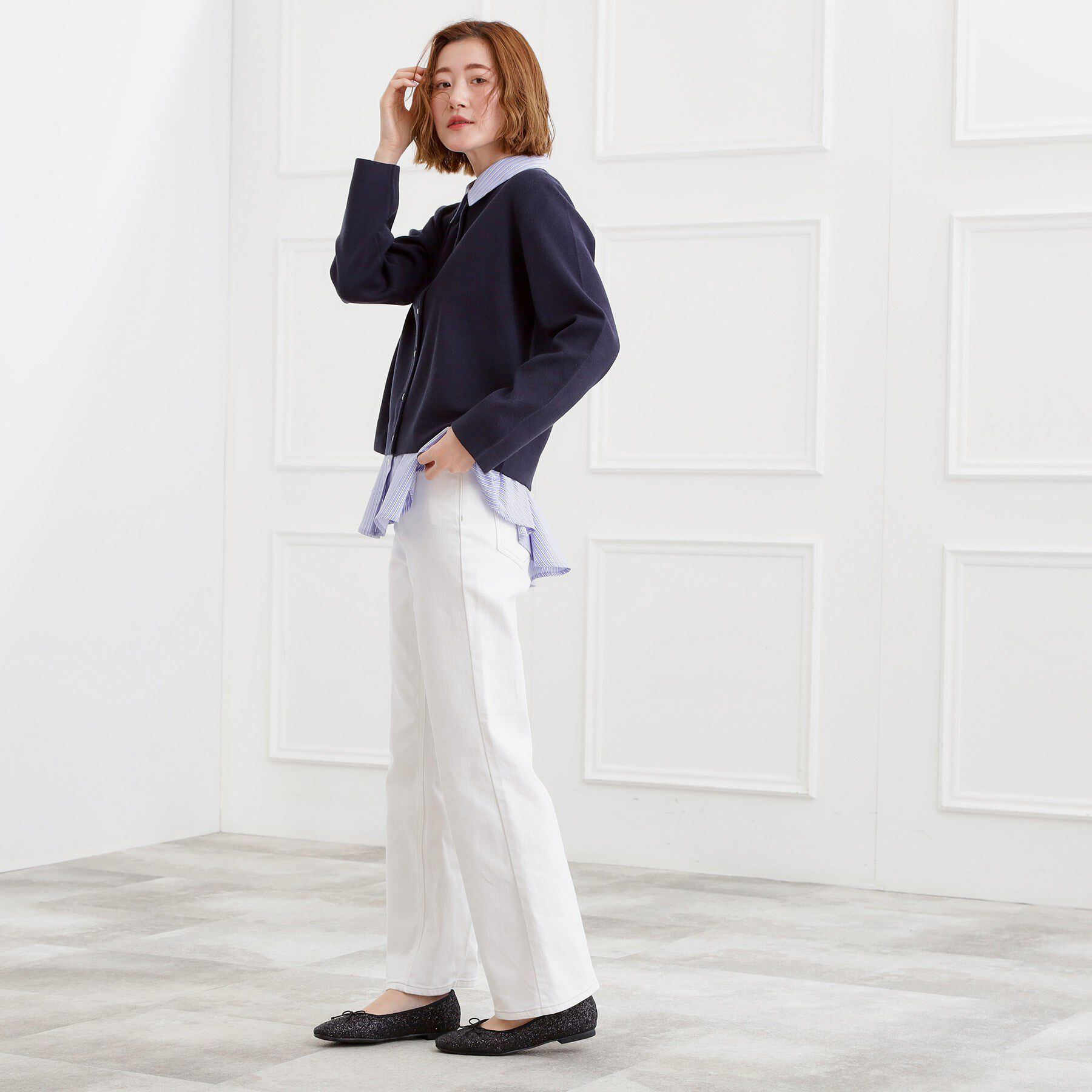 grove「【選べる着丈】美シルエットデニムソフトフレアーパンツ」|デニム|