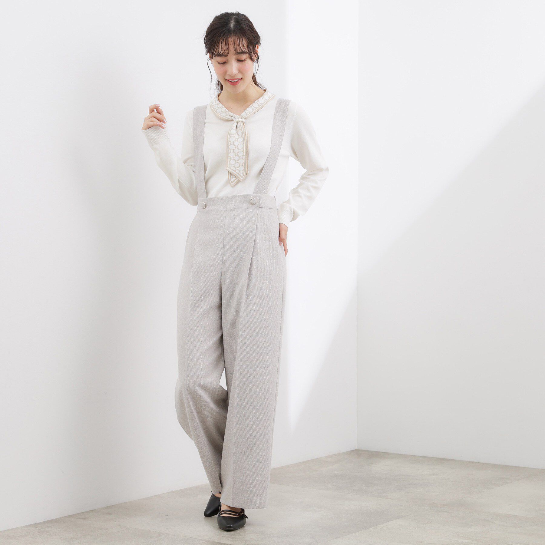 grove「ディテールで差がつく　大人のスカーフ柄ボウタイニット」|ニット・セーター|