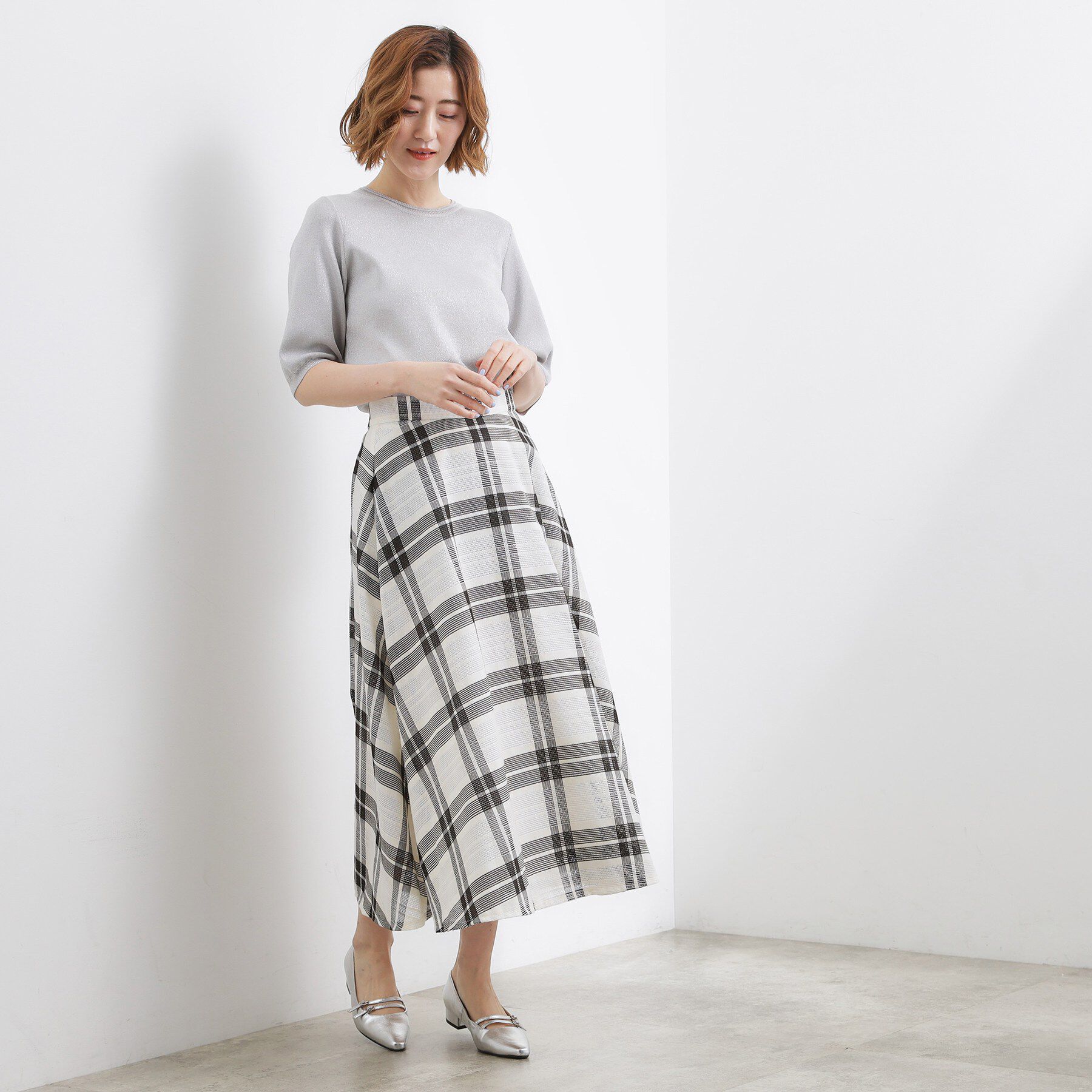 grove「【貴島明日香さん着用・シリーズ累計34万枚】やわらかドライタッチ 五分袖クルーネックニット」|ニット・セーター|