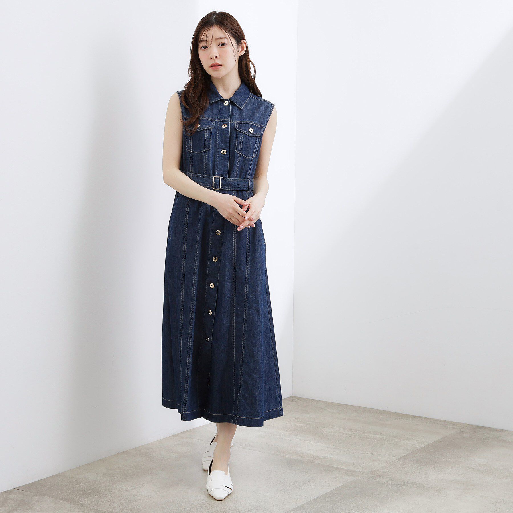 grove「【貴島明日香さん着用】デニムフレアワンピース」|ワンピース|