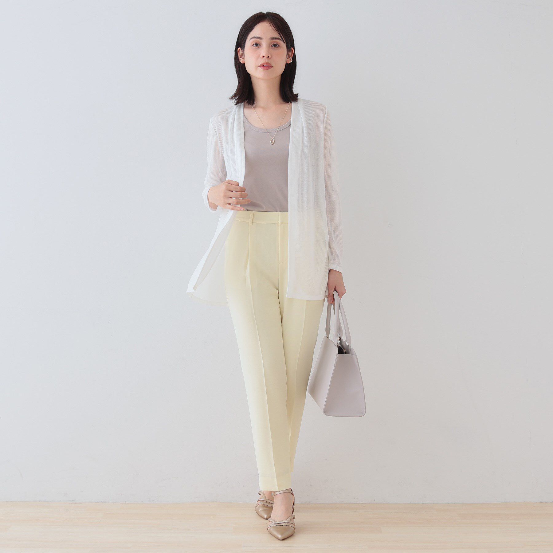 INDIVI「【洗える／シアーストライプ柄】着流しジャージカーディガン」|カーディガン|