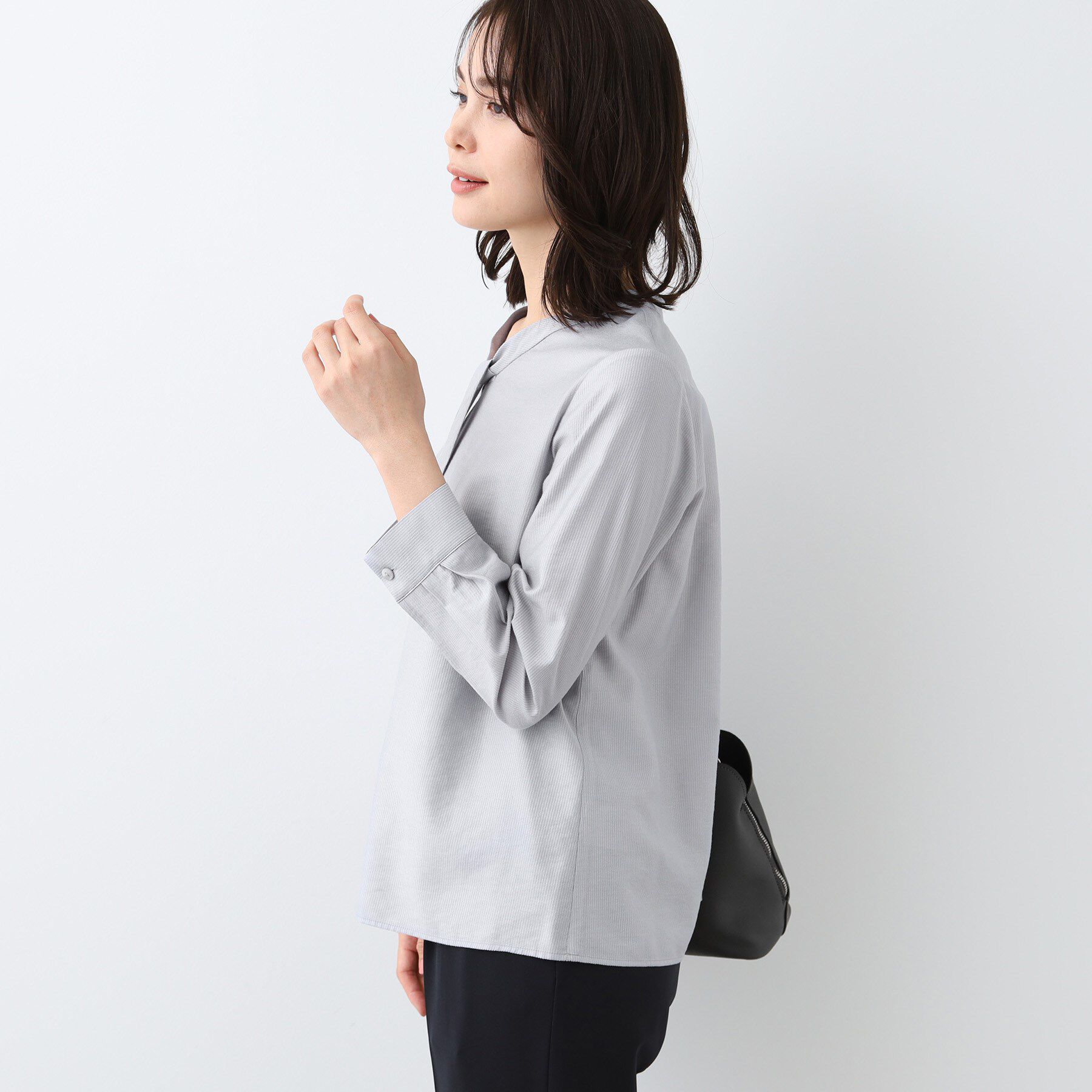 INDIVI「【洗える】ストライプドビー ボウタイブラウス」|シャツ・ブラウス|