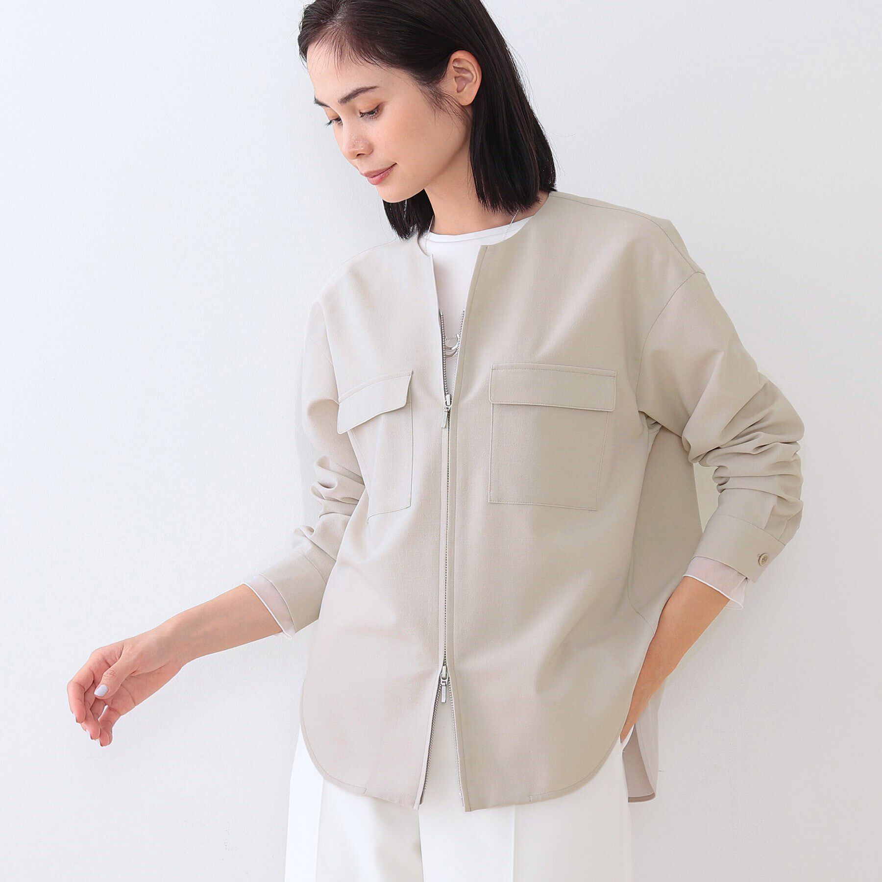 INDIVI「【洗える／SETUP可能】ダブルポケット シャツブルゾン」|シャツ・ブラウス|