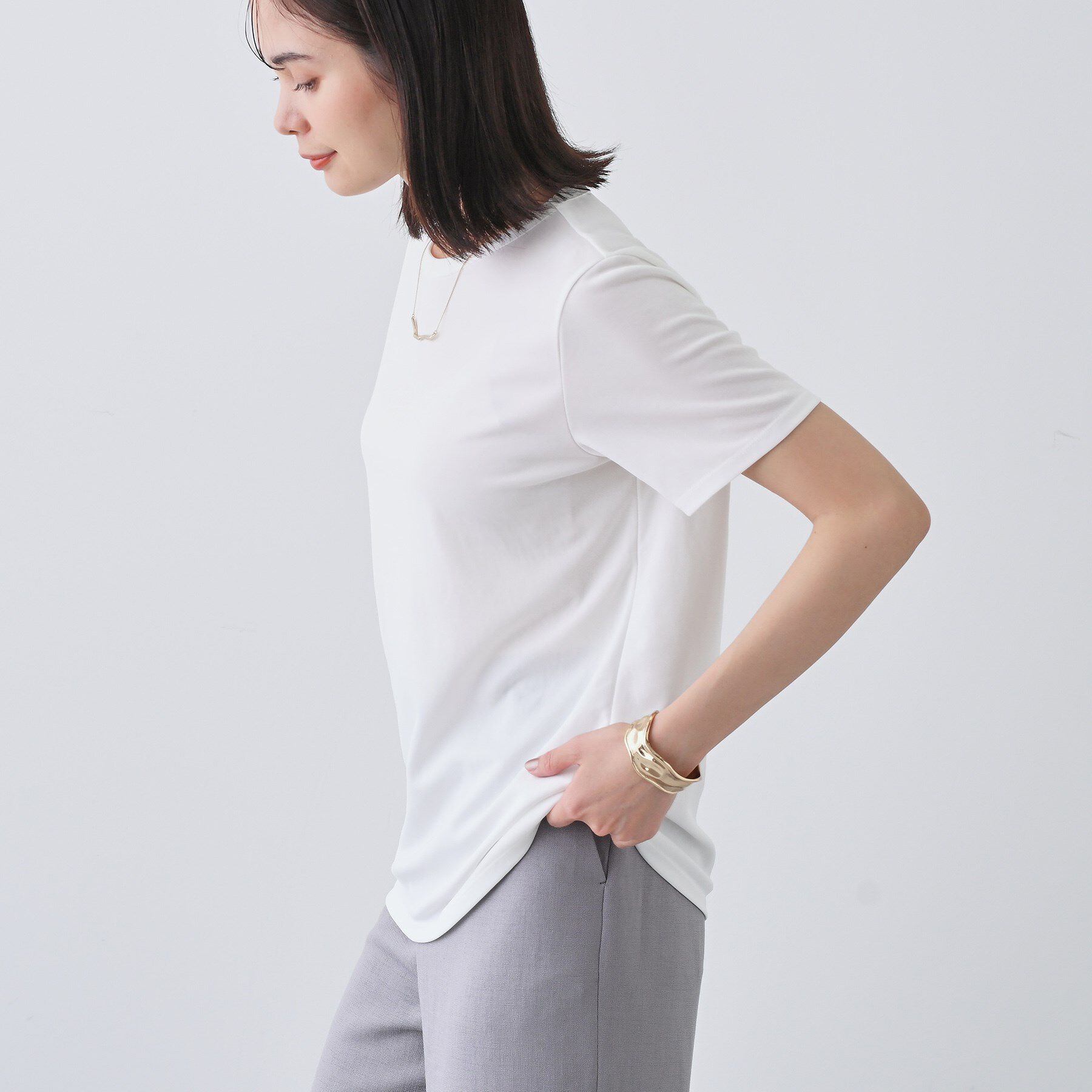 INDIVI「【日本製／トリアセテート】きれいめTシャツ」|Tシャツ・カットソー|