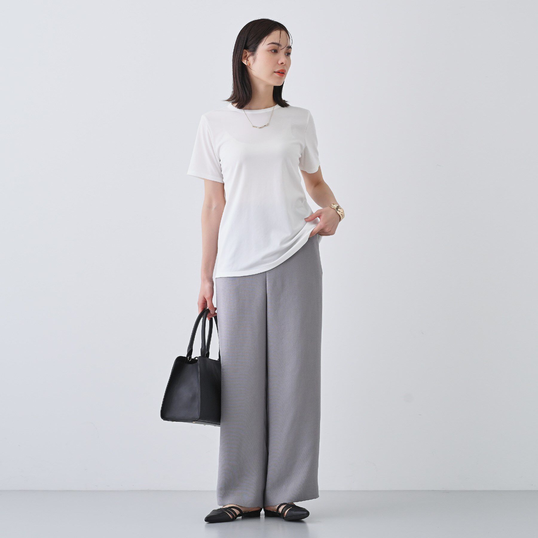 INDIVI「【日本製／トリアセテート】きれいめTシャツ」|Tシャツ・カットソー|