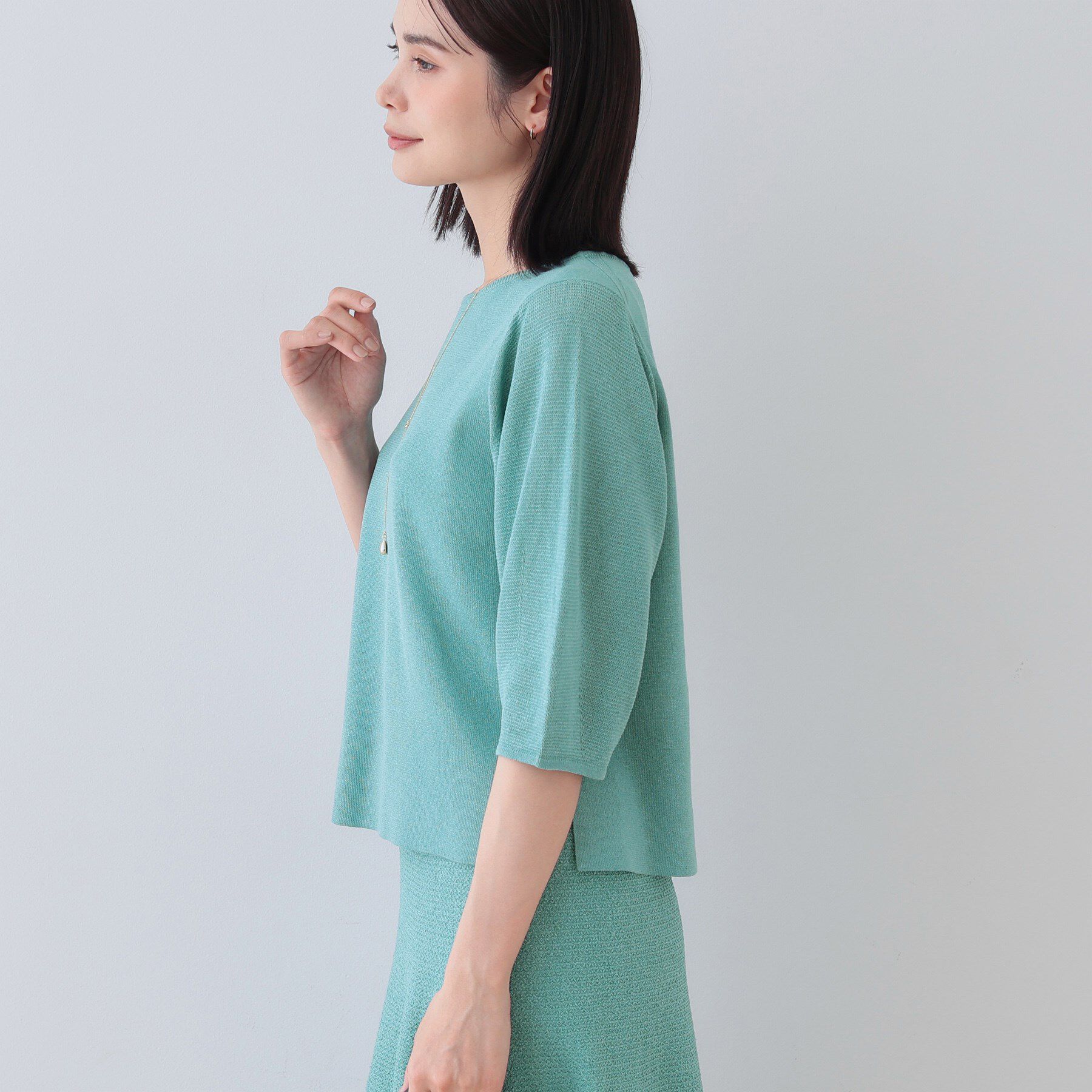 INDIVI「【洗える／和紙混素材／SETUP可能】バルーンスリーブニット」|ニット・セーター|