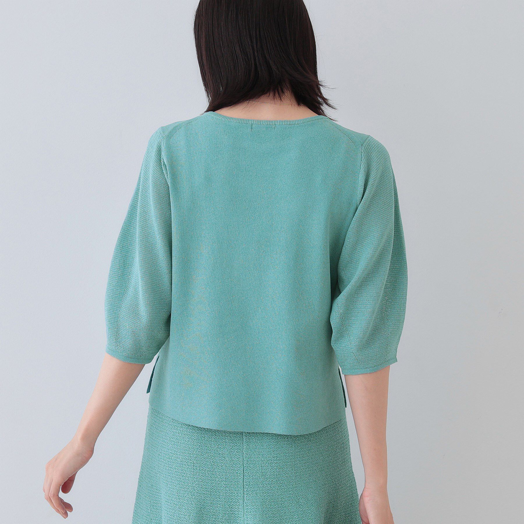 INDIVI「【洗える／和紙混素材／SETUP可能】バルーンスリーブニット」|ニット・セーター|