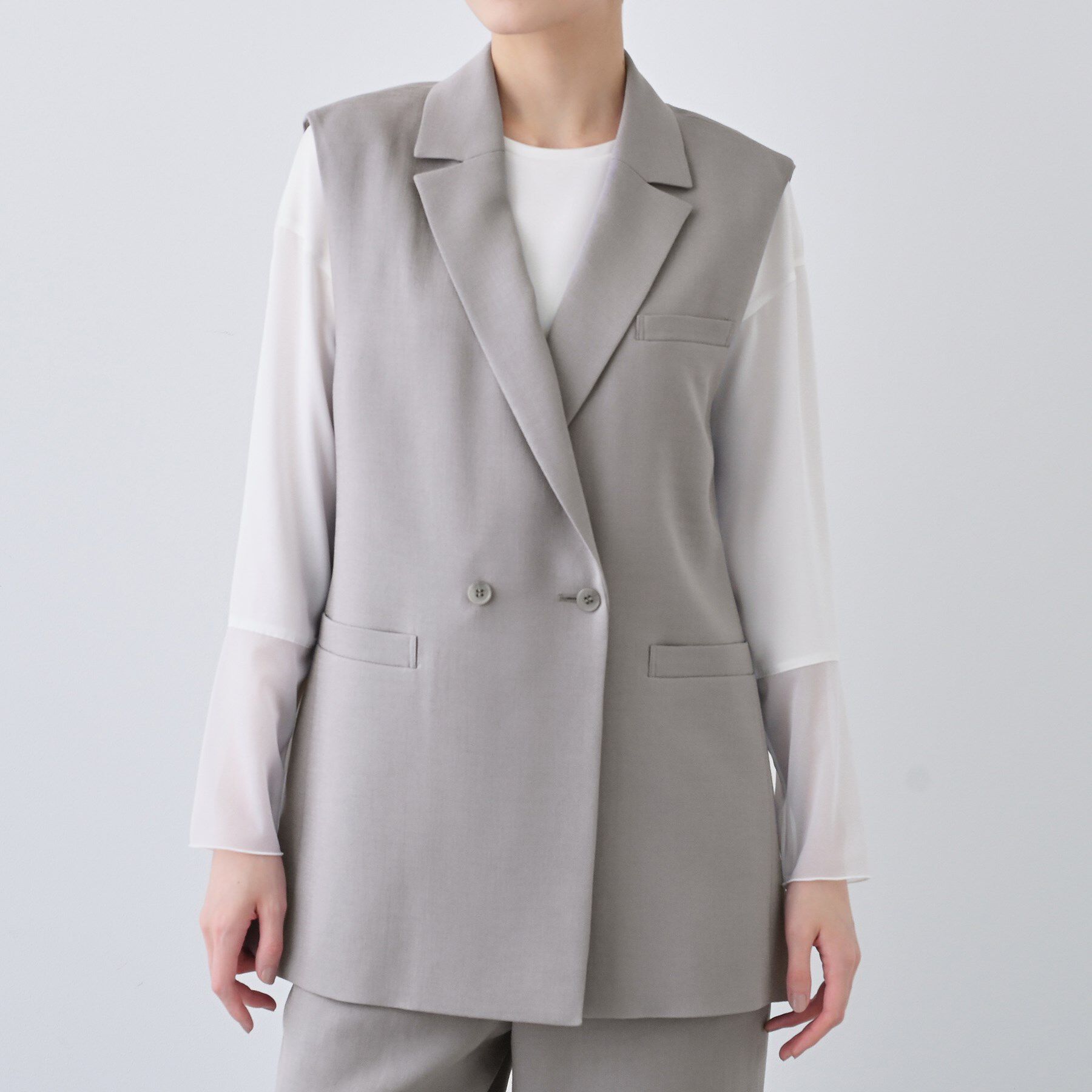 INDIVI「【日本製／トリアセテート】オーバーサイズジレジャケット」|テーラードジャケット|