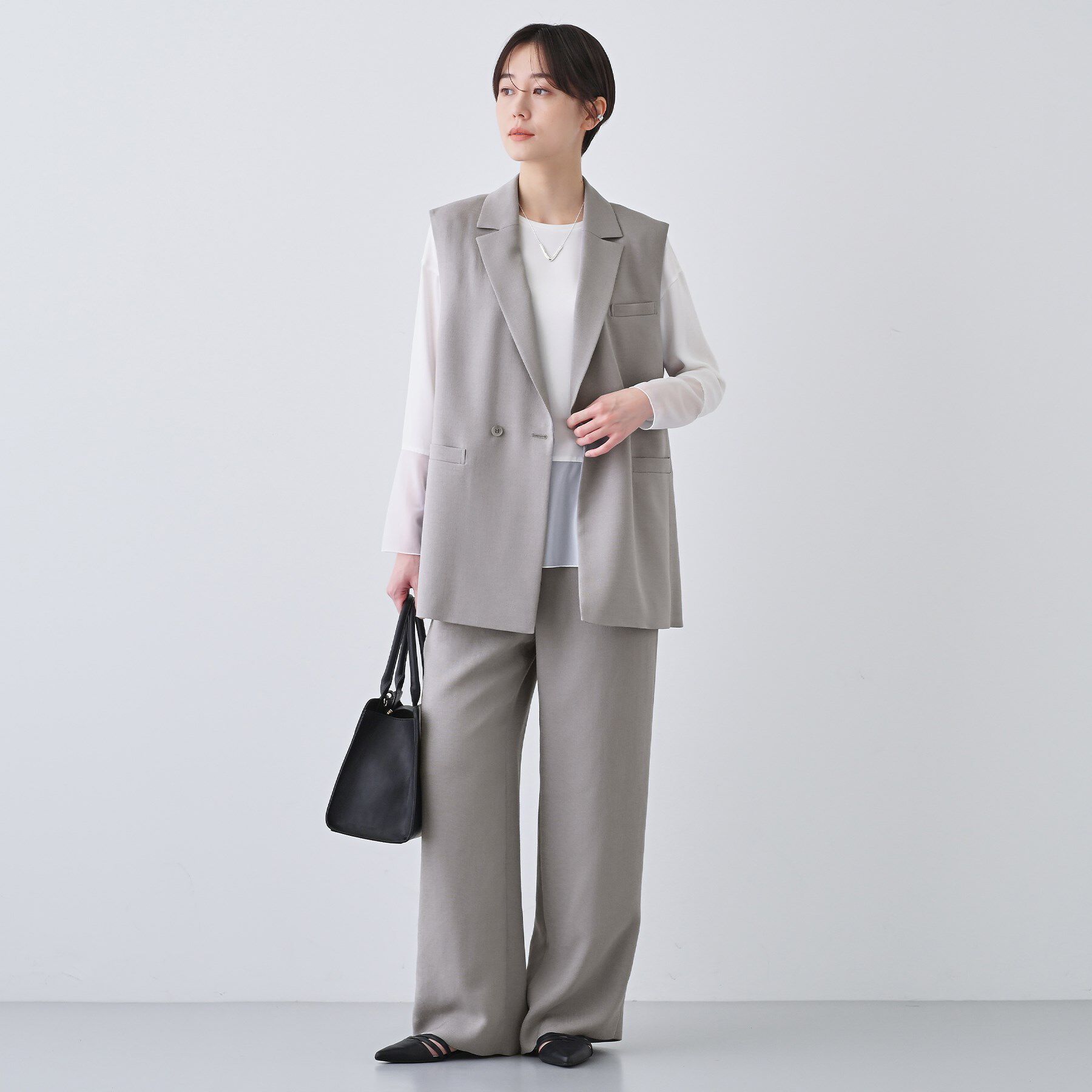 INDIVI「【日本製／トリアセテート】オーバーサイズジレジャケット」|テーラードジャケット|