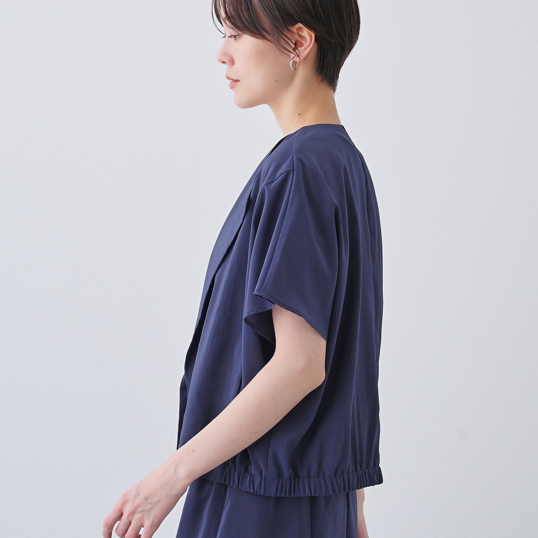 INDIVI「【通気性◎撥水／UVケア】フレンチスリーブ ブラウスライクジャケット」|テーラードジャケット|