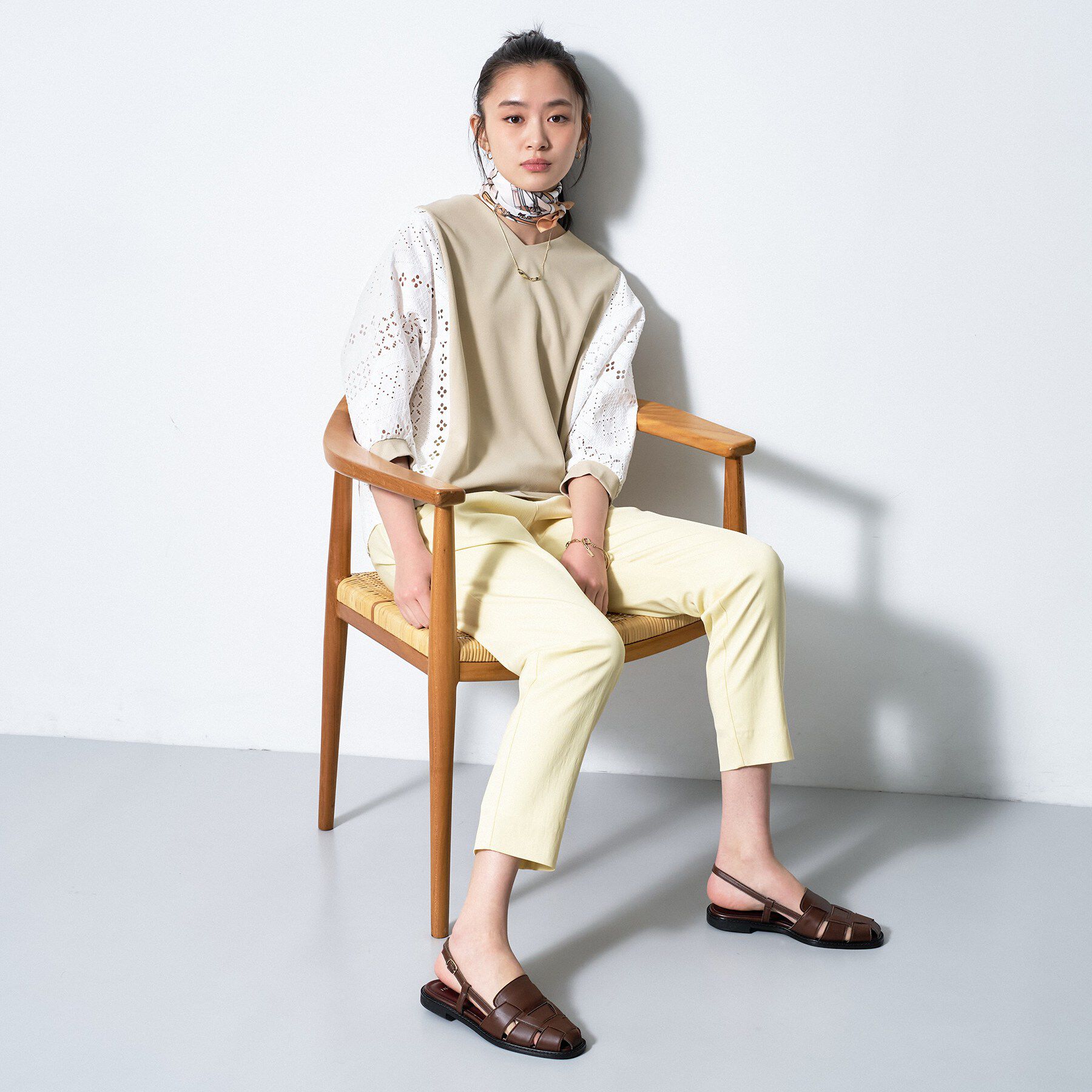 INDIVI「【洗える／体型カバー】レースコンビトップス」|Tシャツ・カットソー|