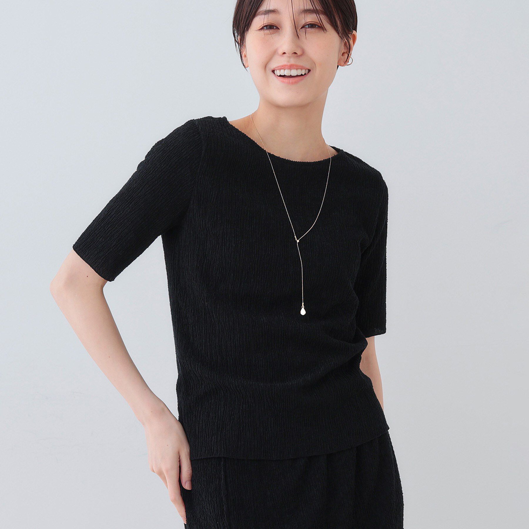 INDIVI「【日本製／SETUP可能】ブークレーカットソー」|Tシャツ・カットソー|ブラック(019)