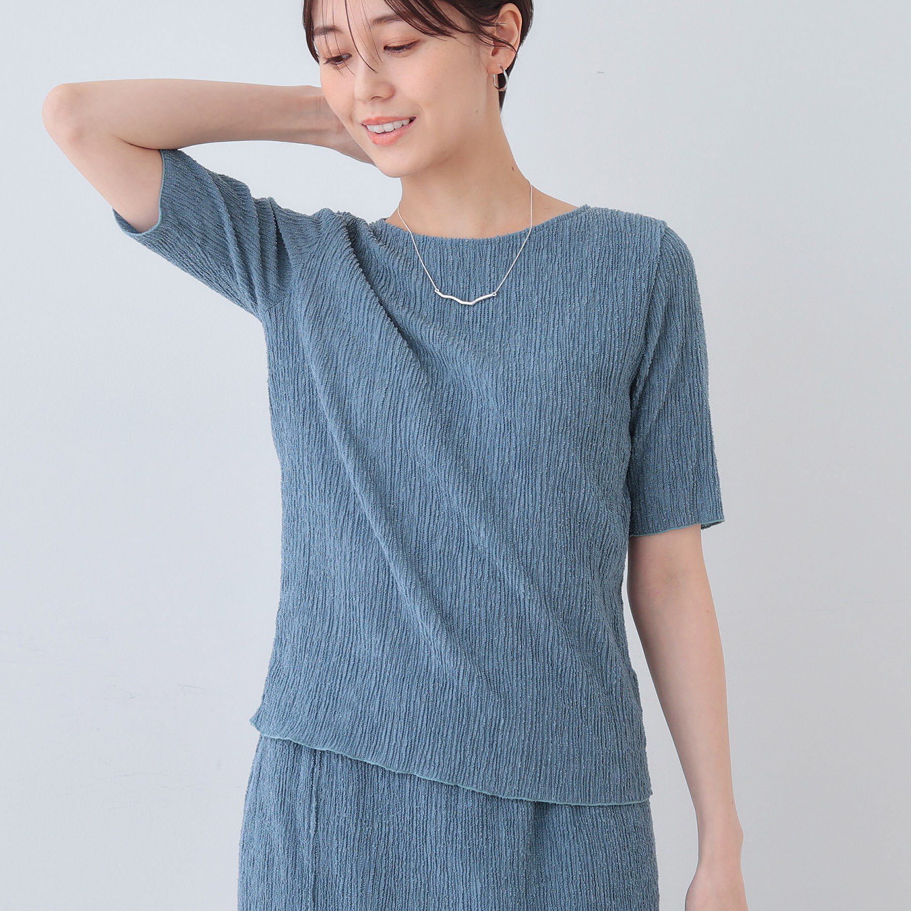 INDIVI「【日本製／SETUP可能】ブークレーカットソー」|Tシャツ・カットソー|ブルー(091)