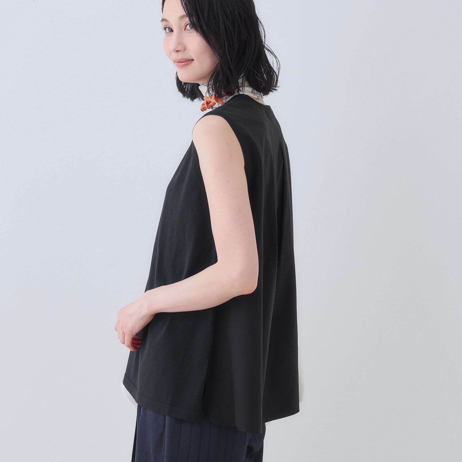 INDIVI「【洗える】切り替えノースリーブニット」|ニット・セーター|