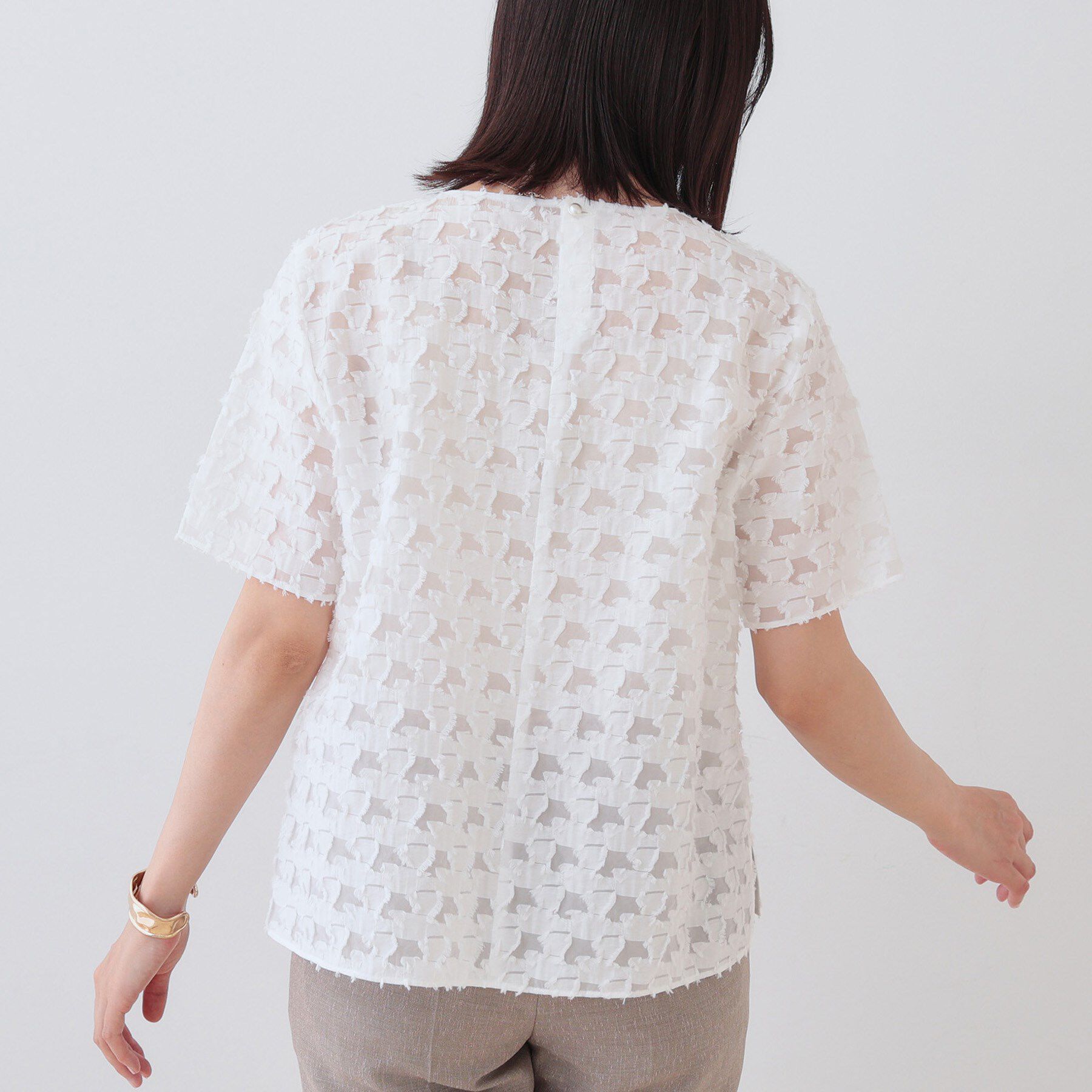 INDIVI「【日本製／コットン混】ジャカードブラウス」|シャツ・ブラウス|