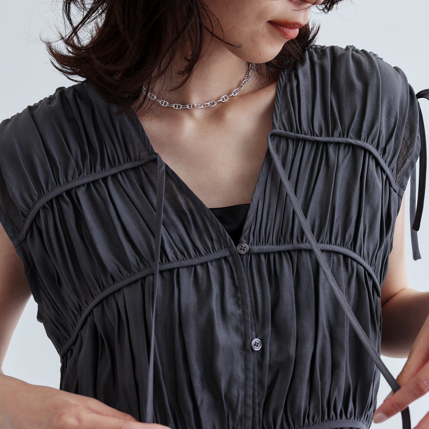 GALLEST「ギャザースリーブレスブラウス」|シャツ・ブラウス|