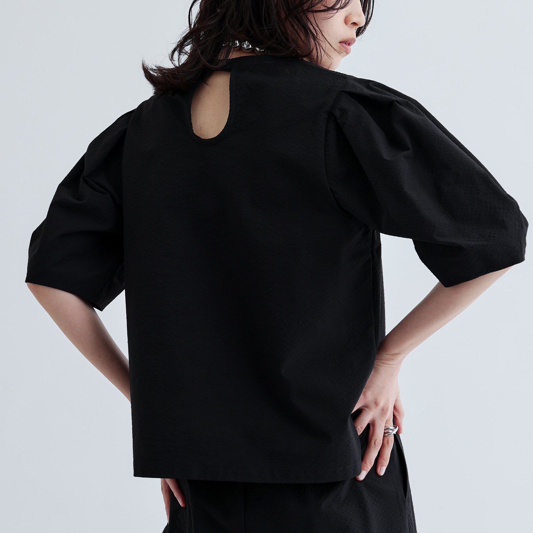 GALLEST「【セットアップ可能】ストライプサッカーブラウス」|シャツ・ブラウス|