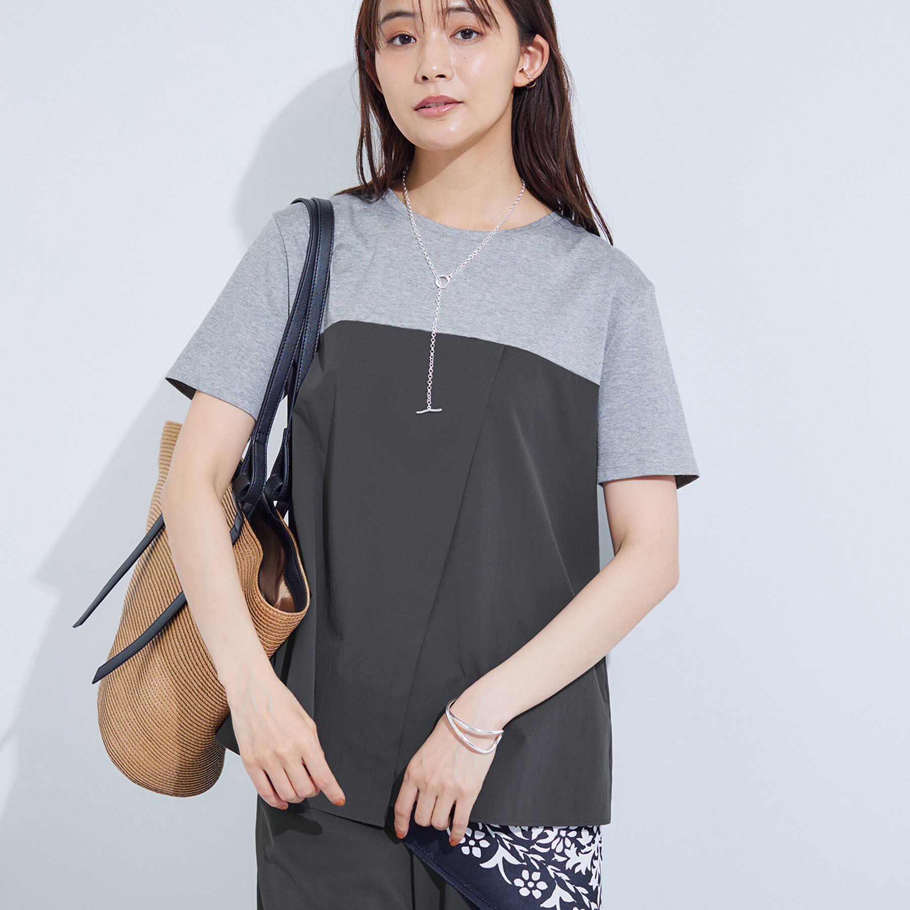 INDIVI「【洗える】ビスチェレイヤード風トップス」|Tシャツ・カットソー|グレー(512)