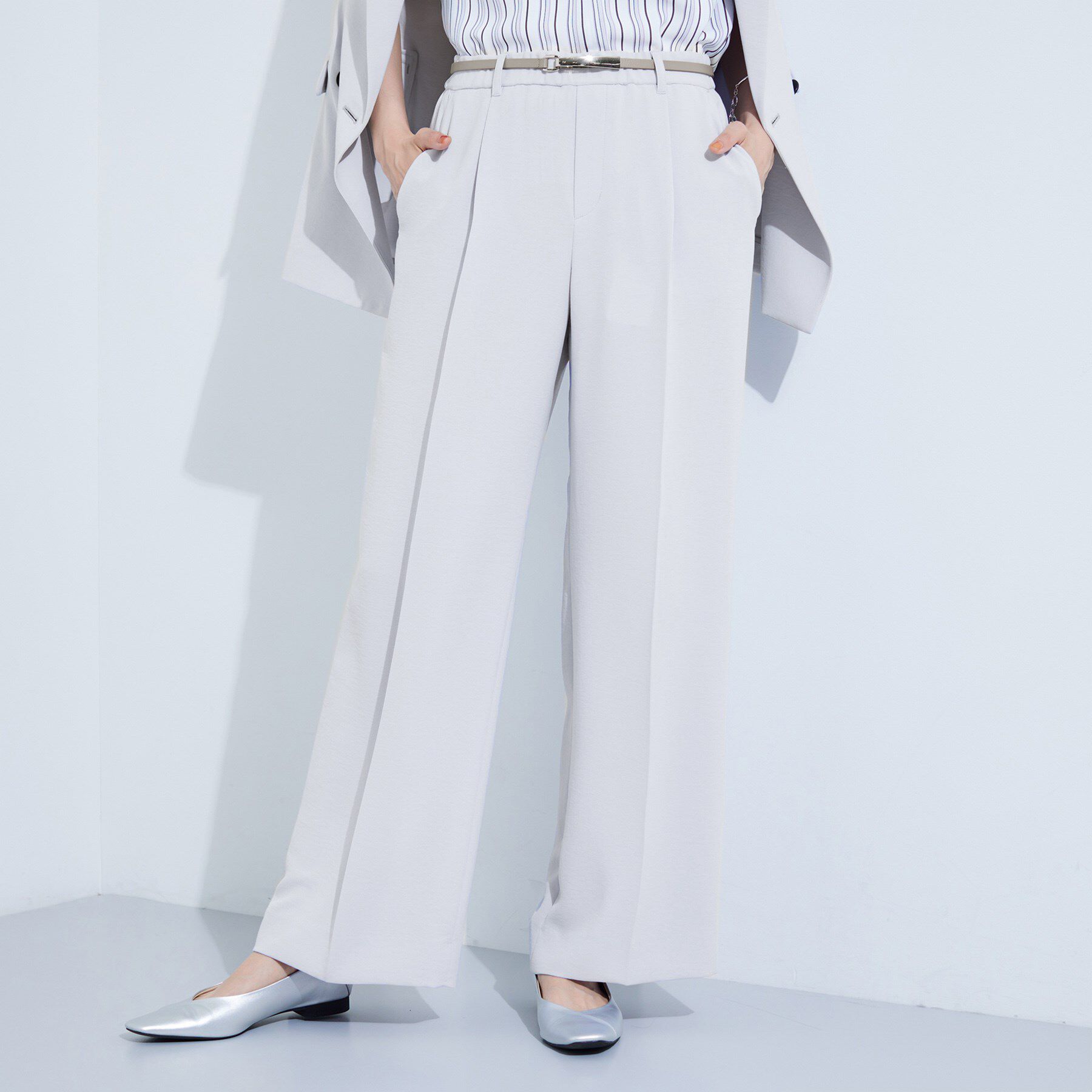 INDIVI「【着る日傘／遮熱／UVケア】ワイドパンツ」|その他|ライトグレー(011