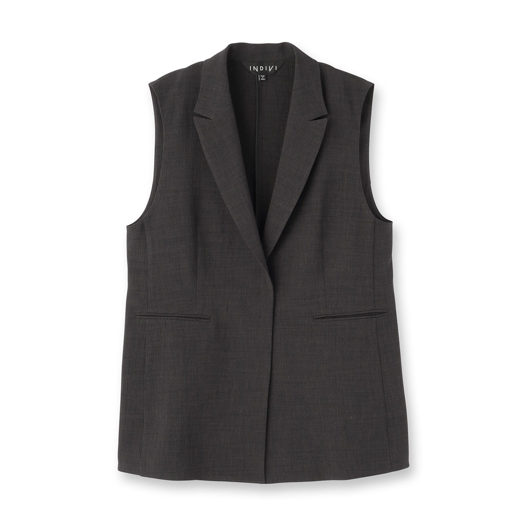 INDIVI「【セットアップ可能】凹凸ストレッチ素材テーラードカラージレジャケット」|テーラードジャケット|