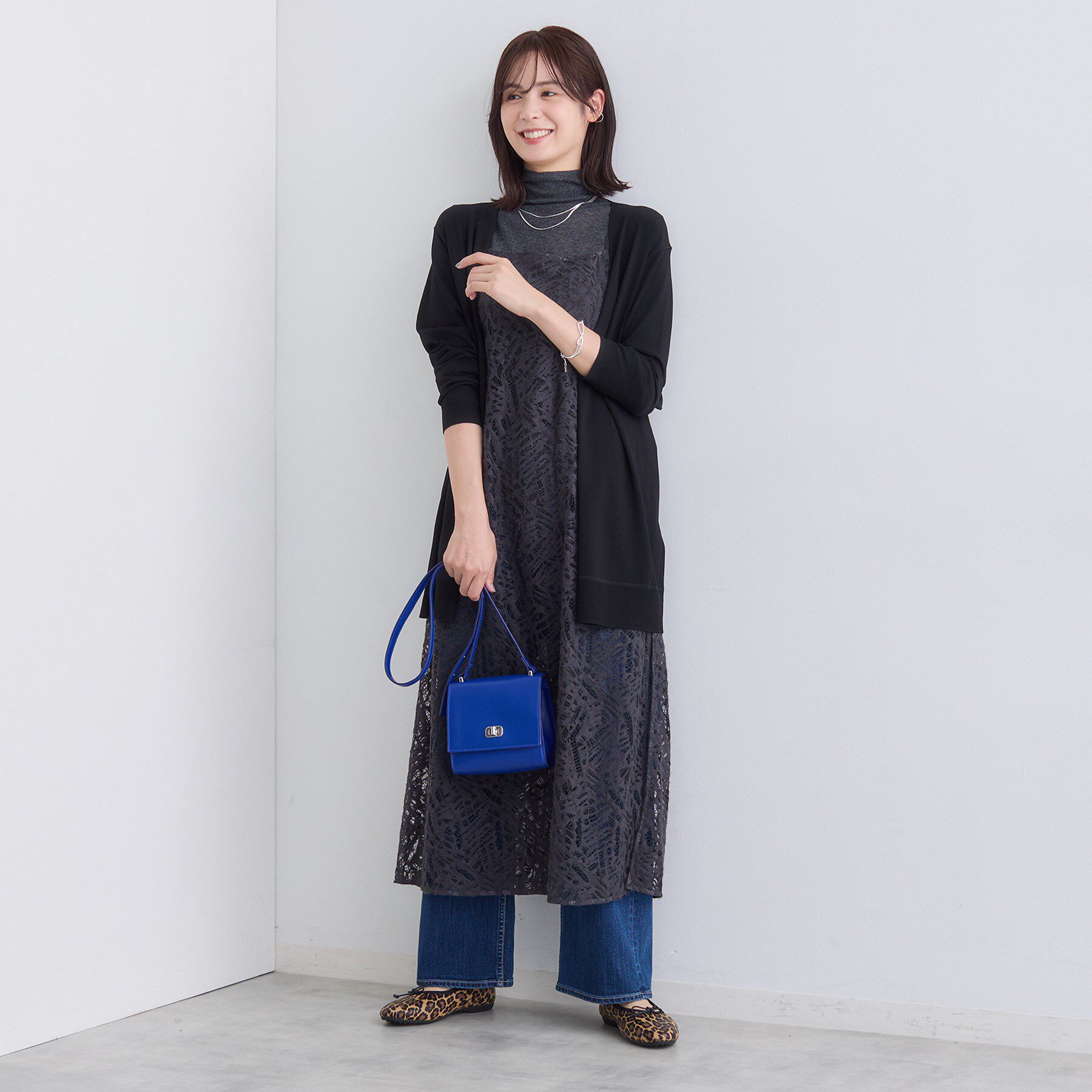 INDIVI「【洗える】着流しロングカーディガン」|カーディガン|