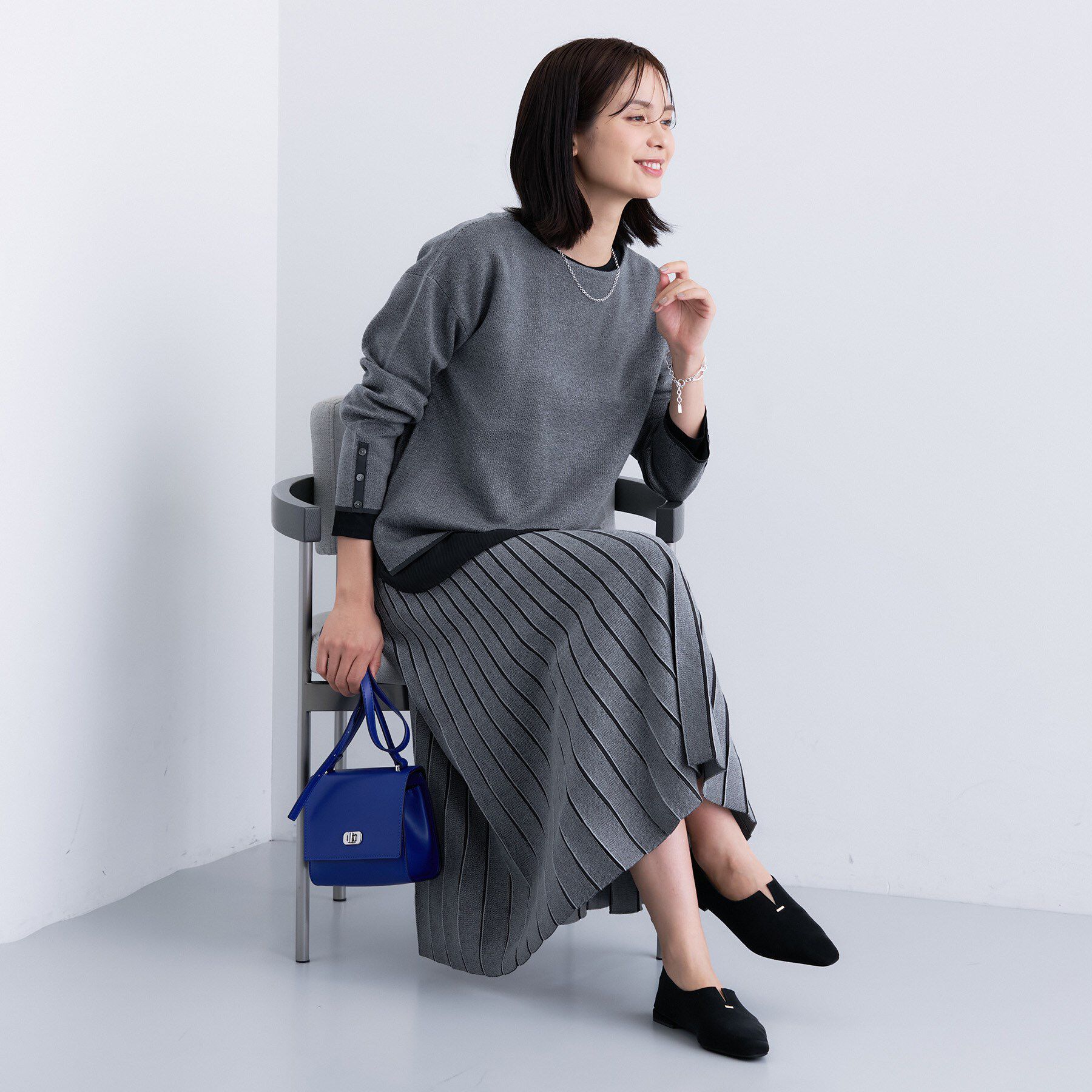 INDIVI「【洗える／SETUP可能】ジャカードボートネックニット」|ニット・セーター|