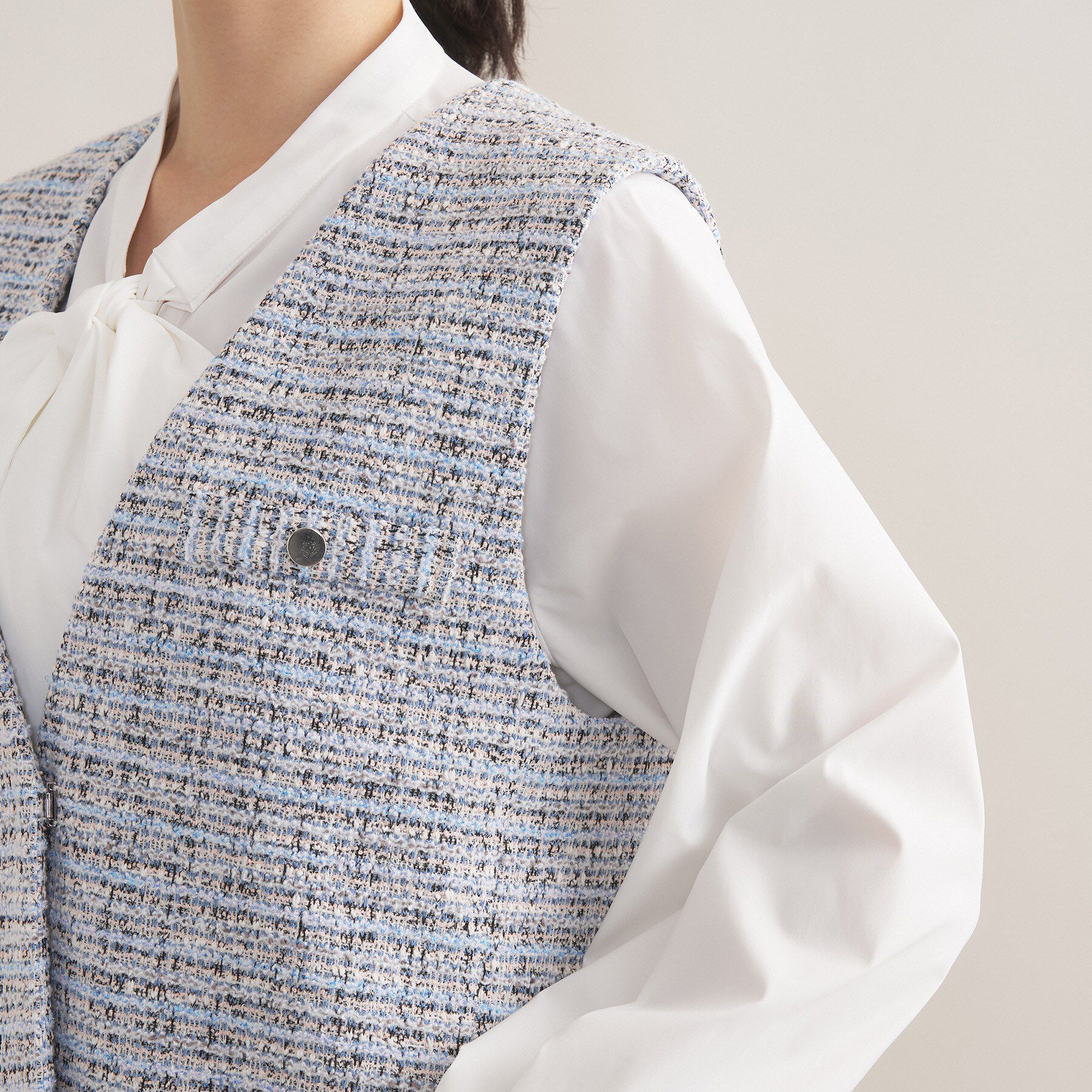 INDIVI「【2点セット／洗える】ツイードジレ＆ボウタイブラウス」|その他|