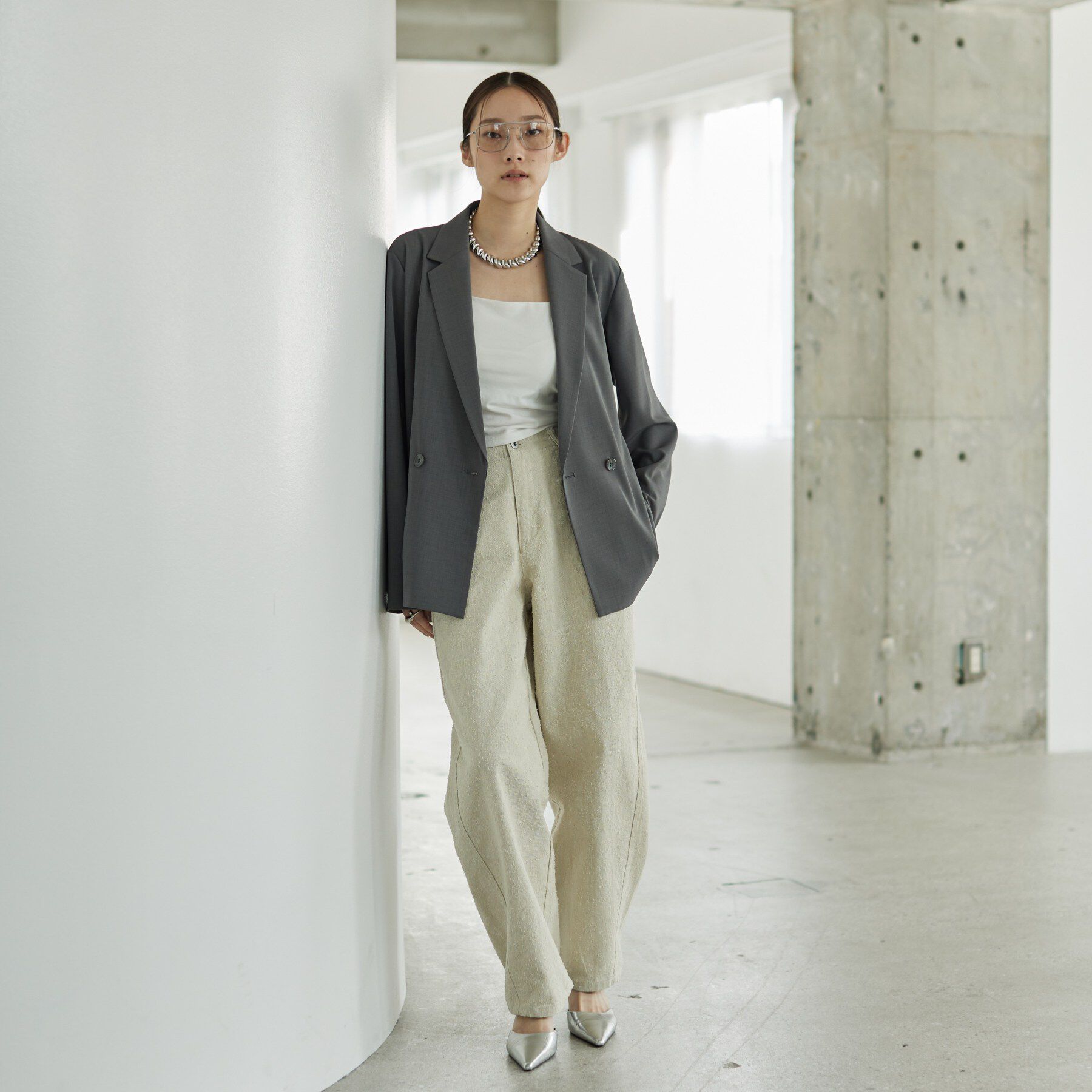 GALLEST「Comfy SET UP｜ダブルブレストイージージャケット【セットアップ対応／通勤／カセット服／接触」|テーラードジャケット|