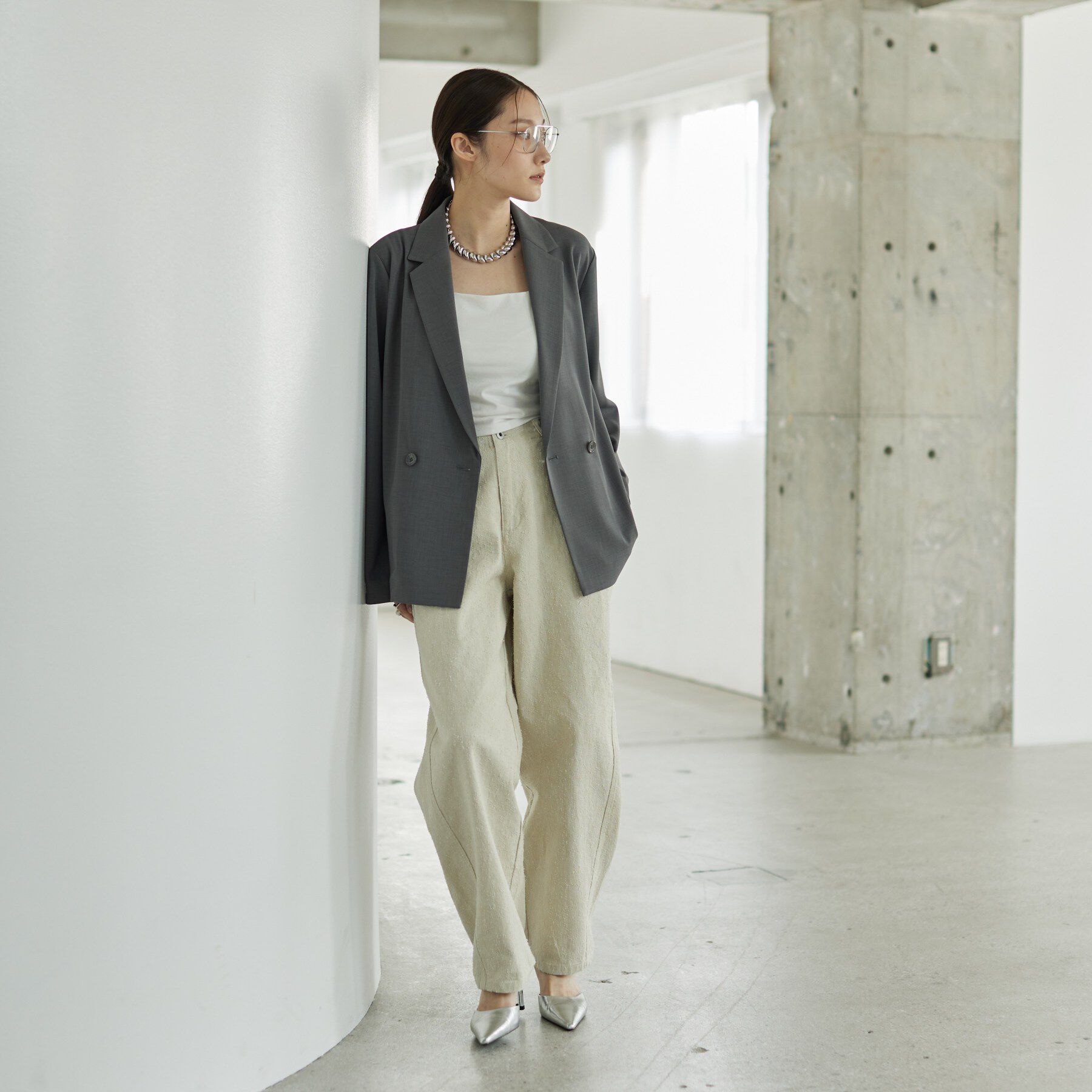 GALLEST「Comfy SET UP｜ダブルブレストイージージャケット【セットアップ対応／通勤／カセット服／接触」|テーラードジャケット|