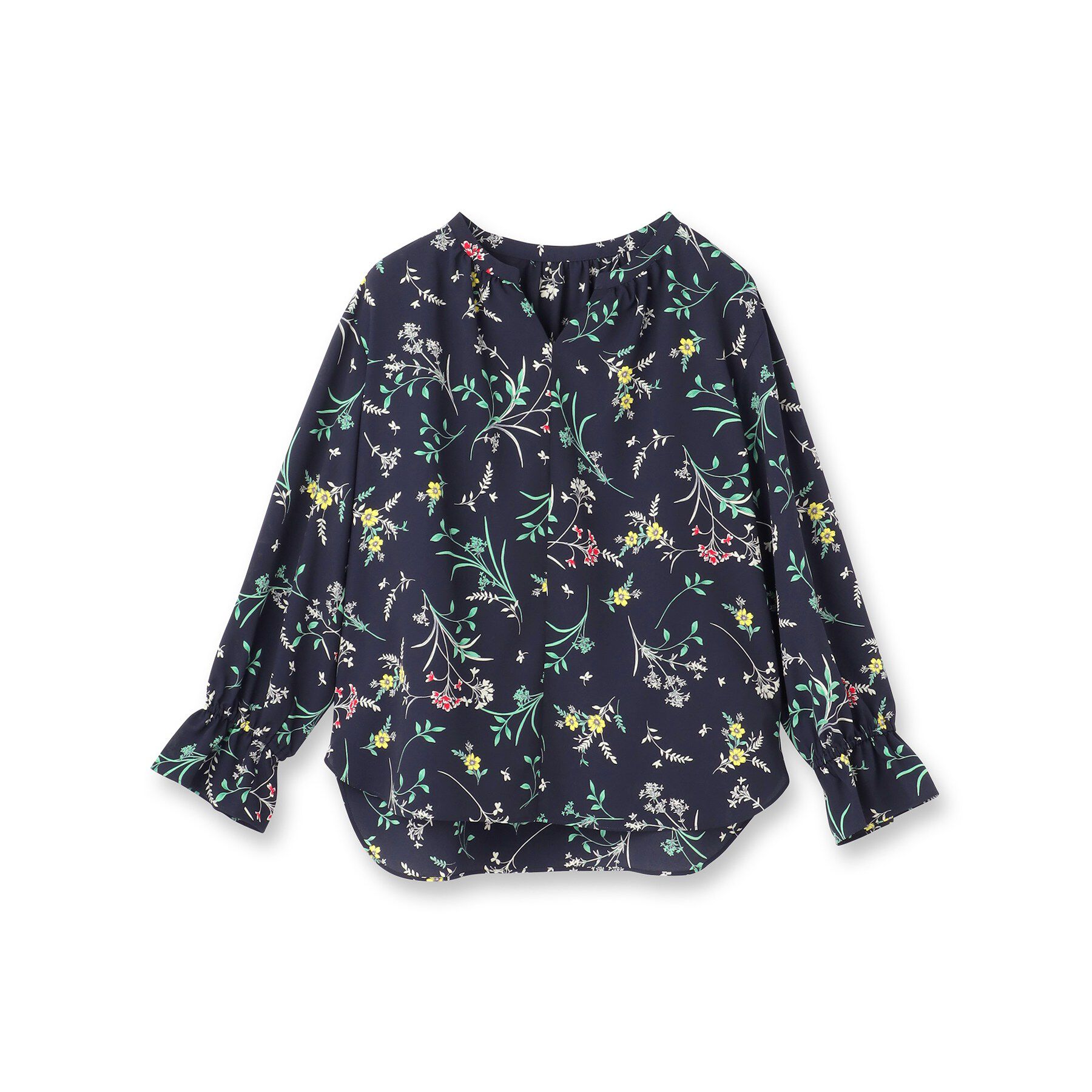 INDIVI「【SETUP可能】モダンフラワー柄キャンディスリーブブラウス」|シャツ・ブラウス|