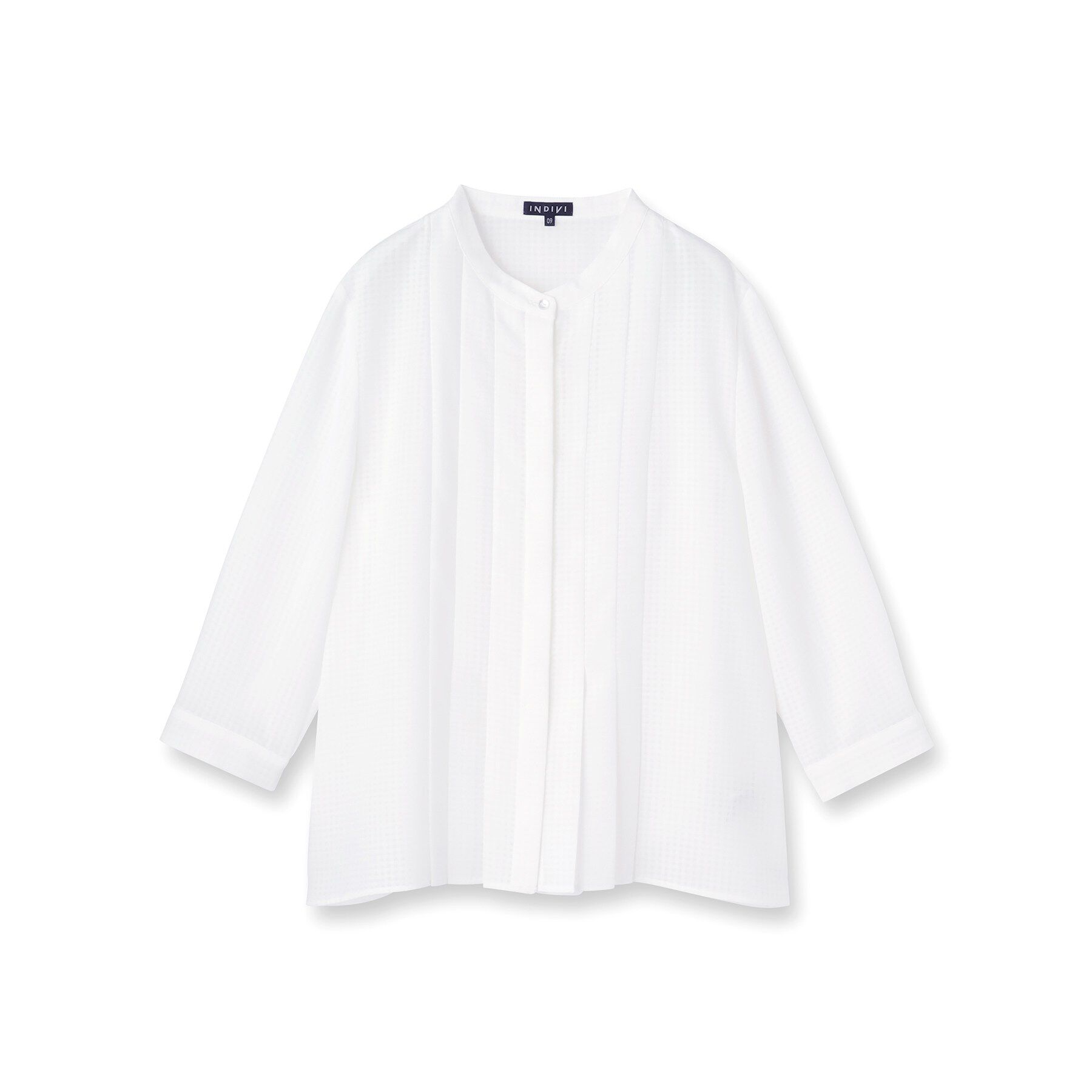 INDIVI「【洗える／大人シアー】タックプリーツ7分袖ブラウス」|シャツ・ブラウス|