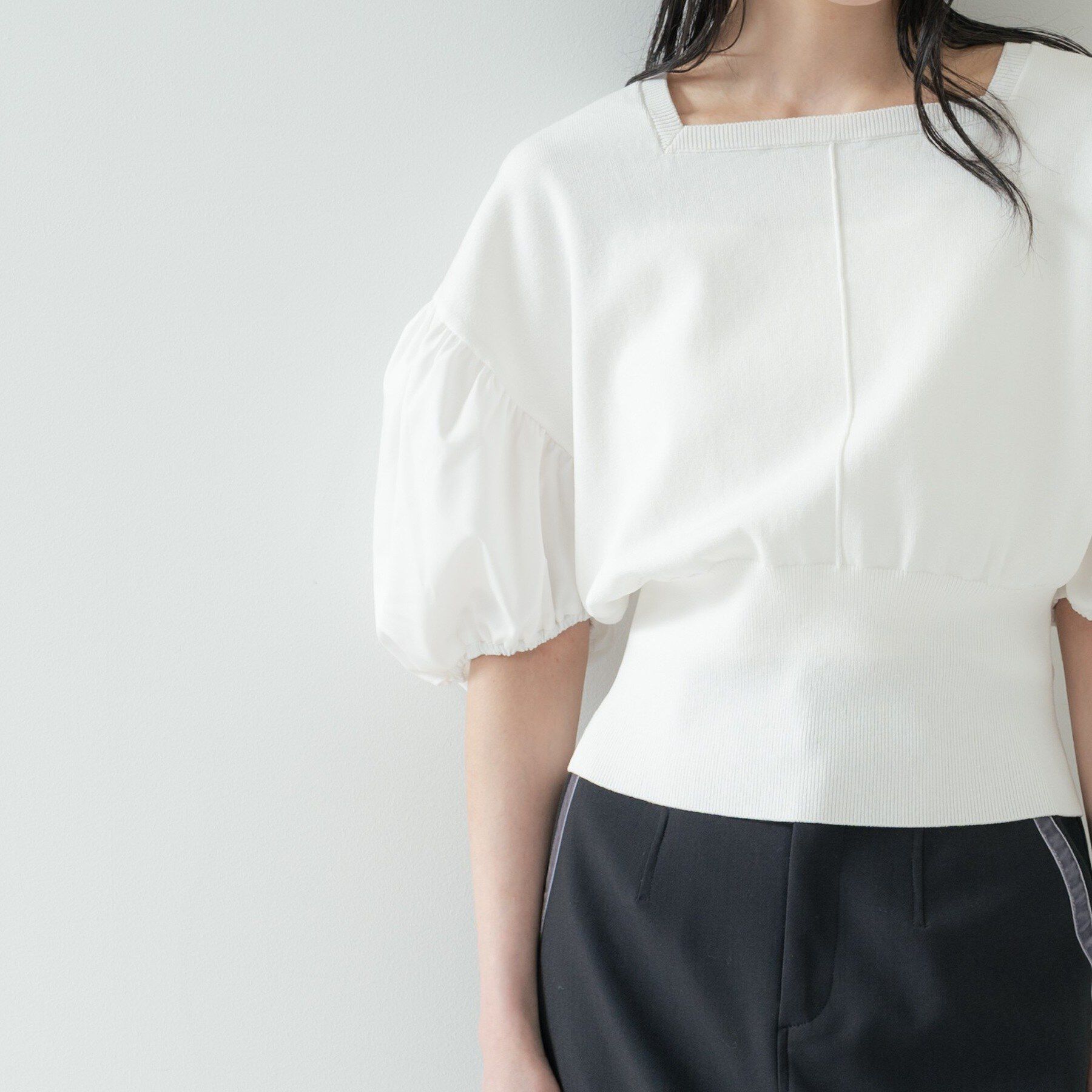 GALLEST「ドッキングパフスリーブニット」|ニット・セーター|