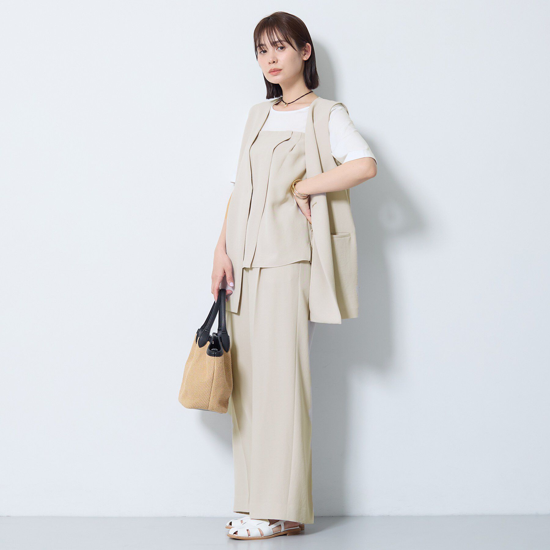 INDIVI「【着る日傘／SETUP可能】ビスチェレイヤード風トップス」|Tシャツ・カットソー|