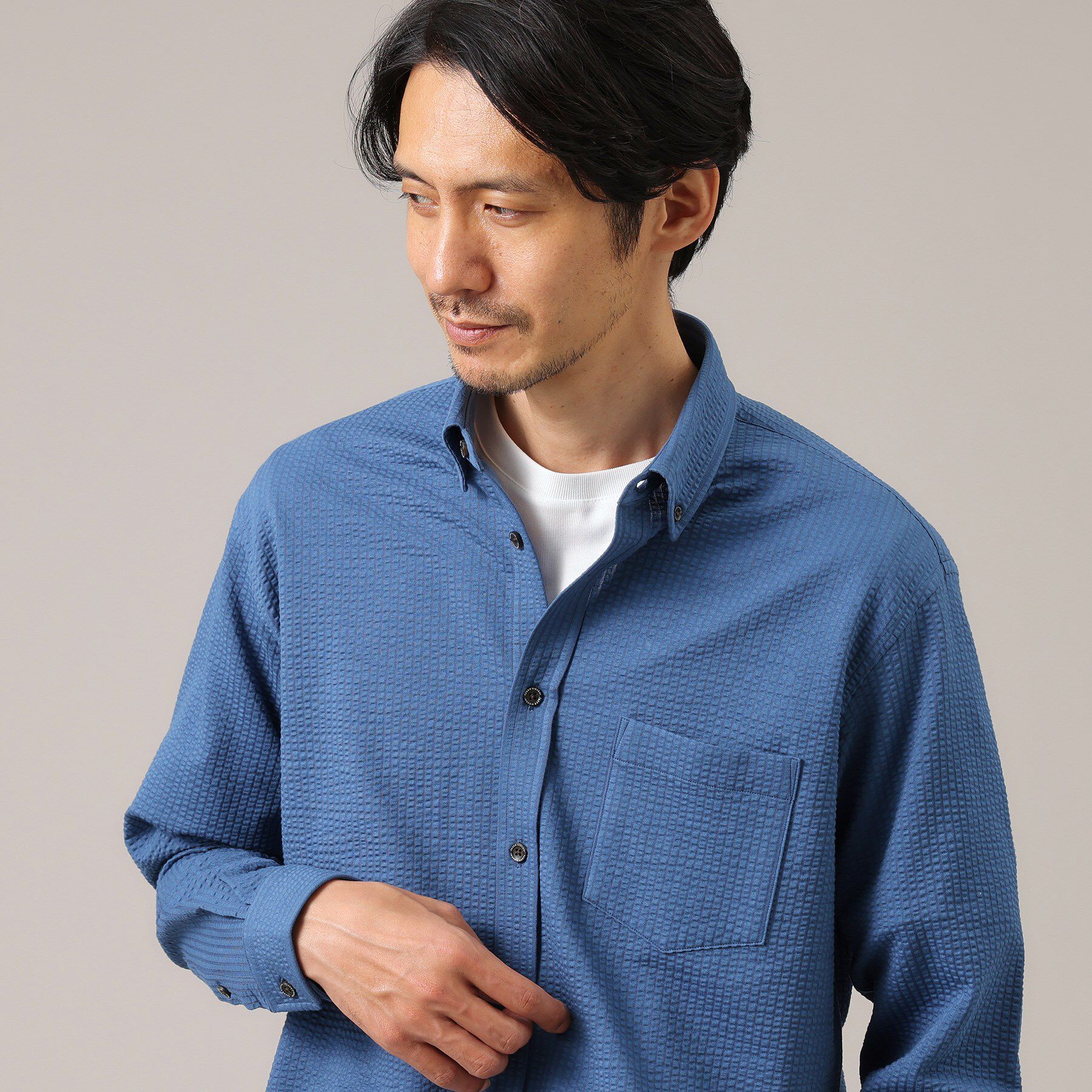 TAKEO KIKUCHI「【抗菌防臭/シーズンレス】シアサッカー ジャージシャツ」|シャツ・ブラウス|