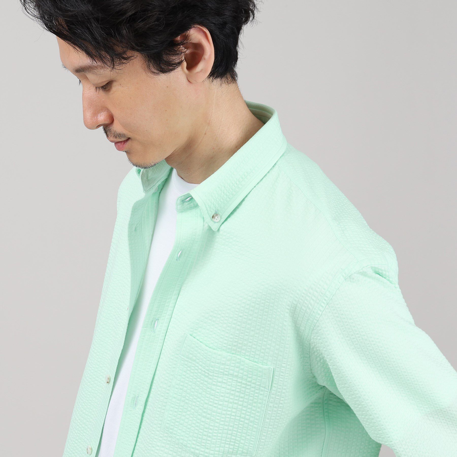 TAKEO KIKUCHI「【抗菌防臭/シーズンレス】シアサッカー ジャージシャツ」|シャツ・ブラウス|