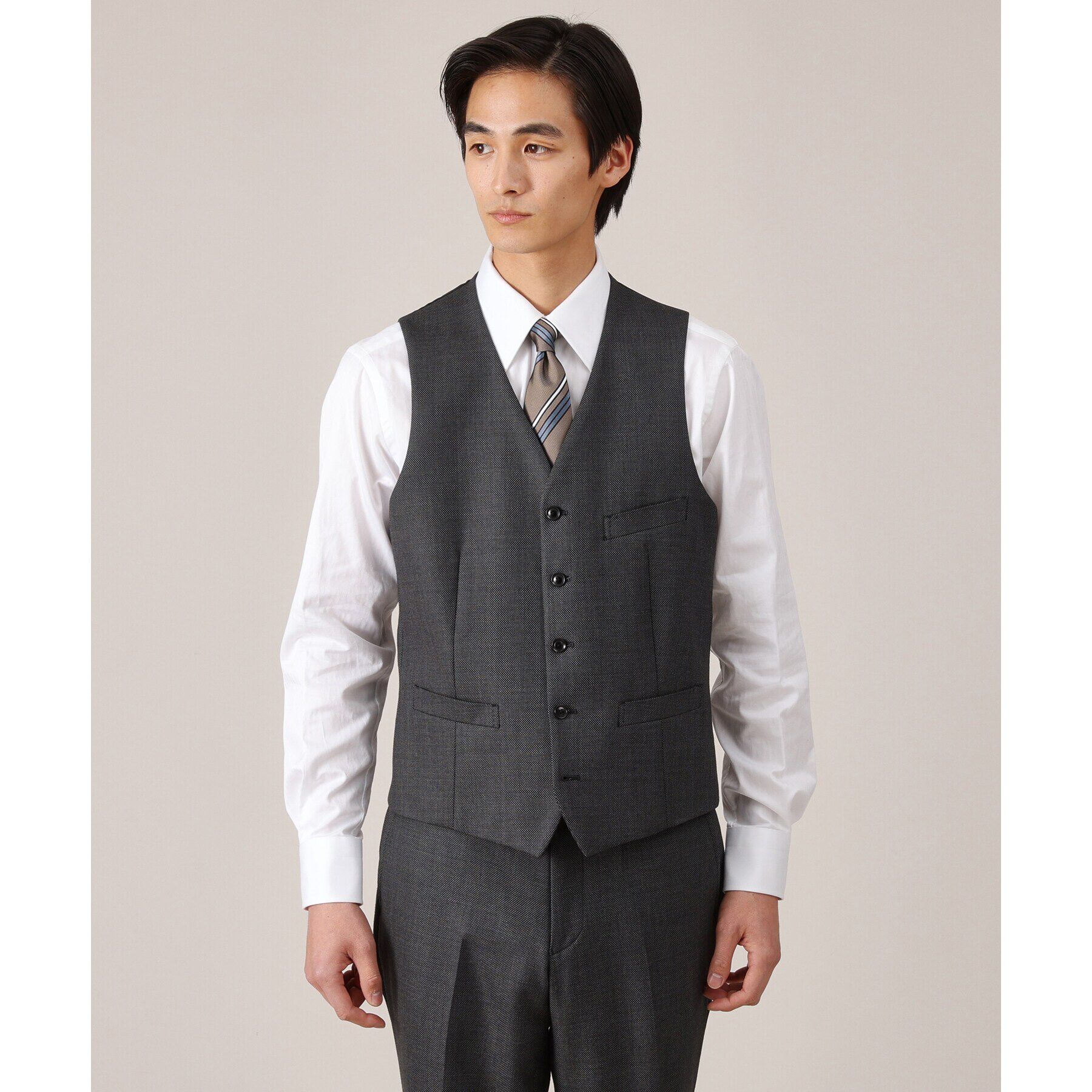 TAKEO KIKUCHI「【3ピース対応】バーズアイ ベスト」|スーツ|チャコールグレー(0