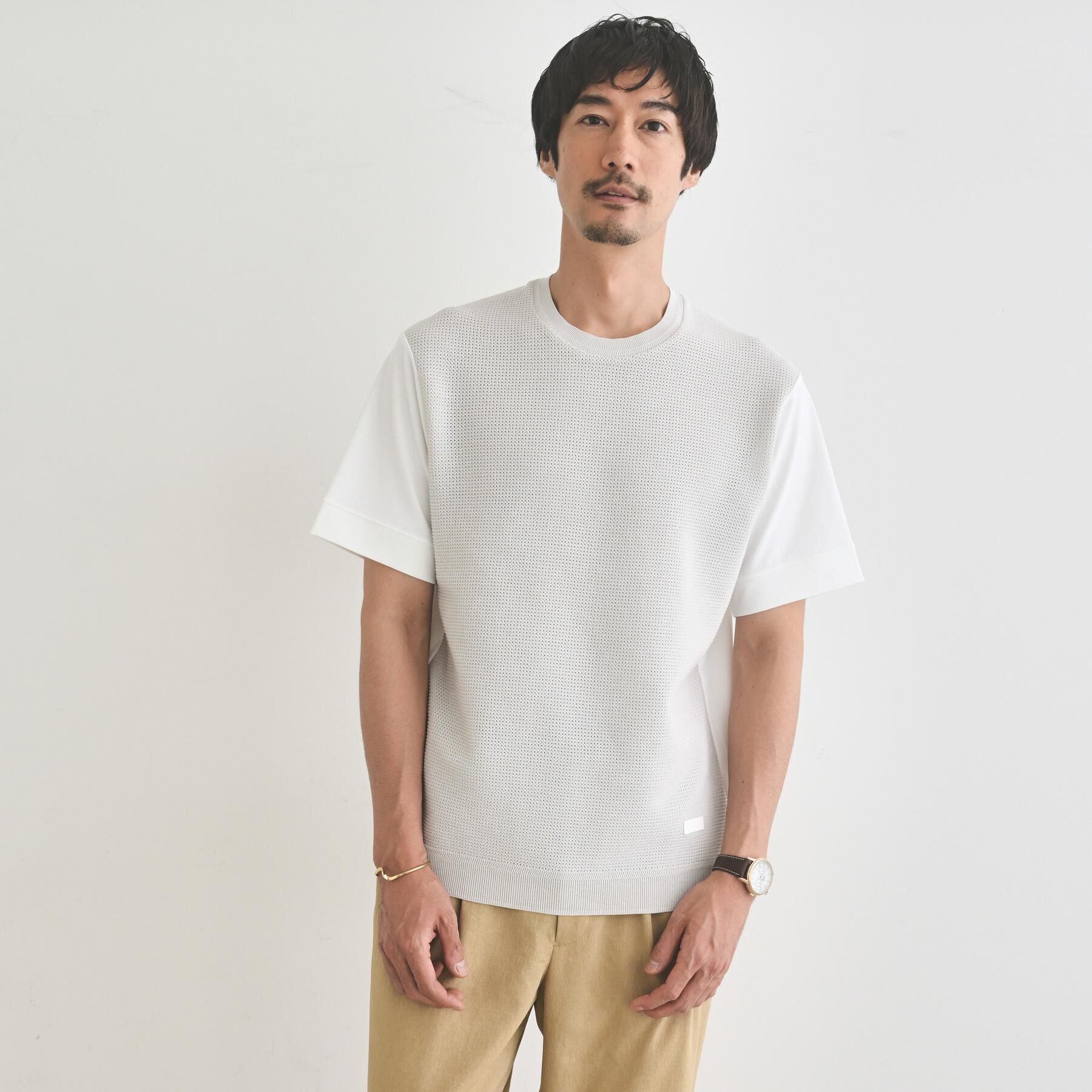 TAKEO KIKUCHI「テクスチャーニット コンビ カットソー」|Tシャツ・カットソー|