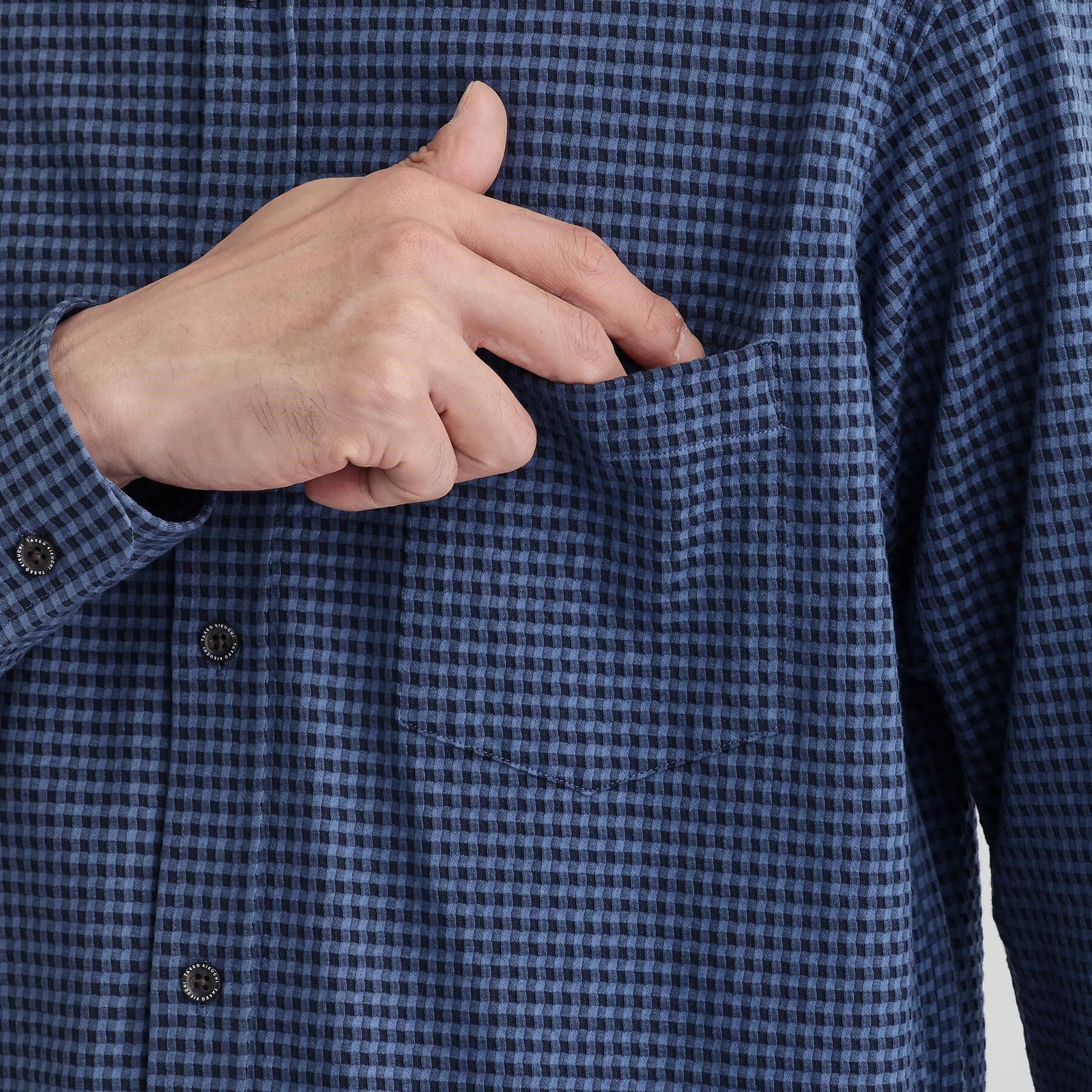 TAKEO KIKUCHI「シアサッカーギンガムチェック ストレッチシャツ」|シャツ・ブラウス|