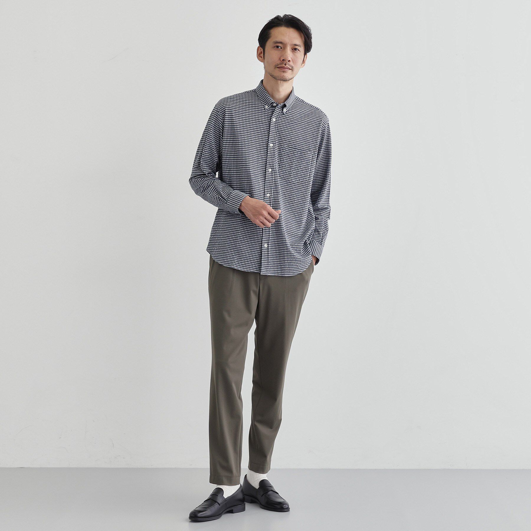 TAKEO KIKUCHI「シアサッカーギンガムチェック ストレッチシャツ」|シャツ・ブラウス|