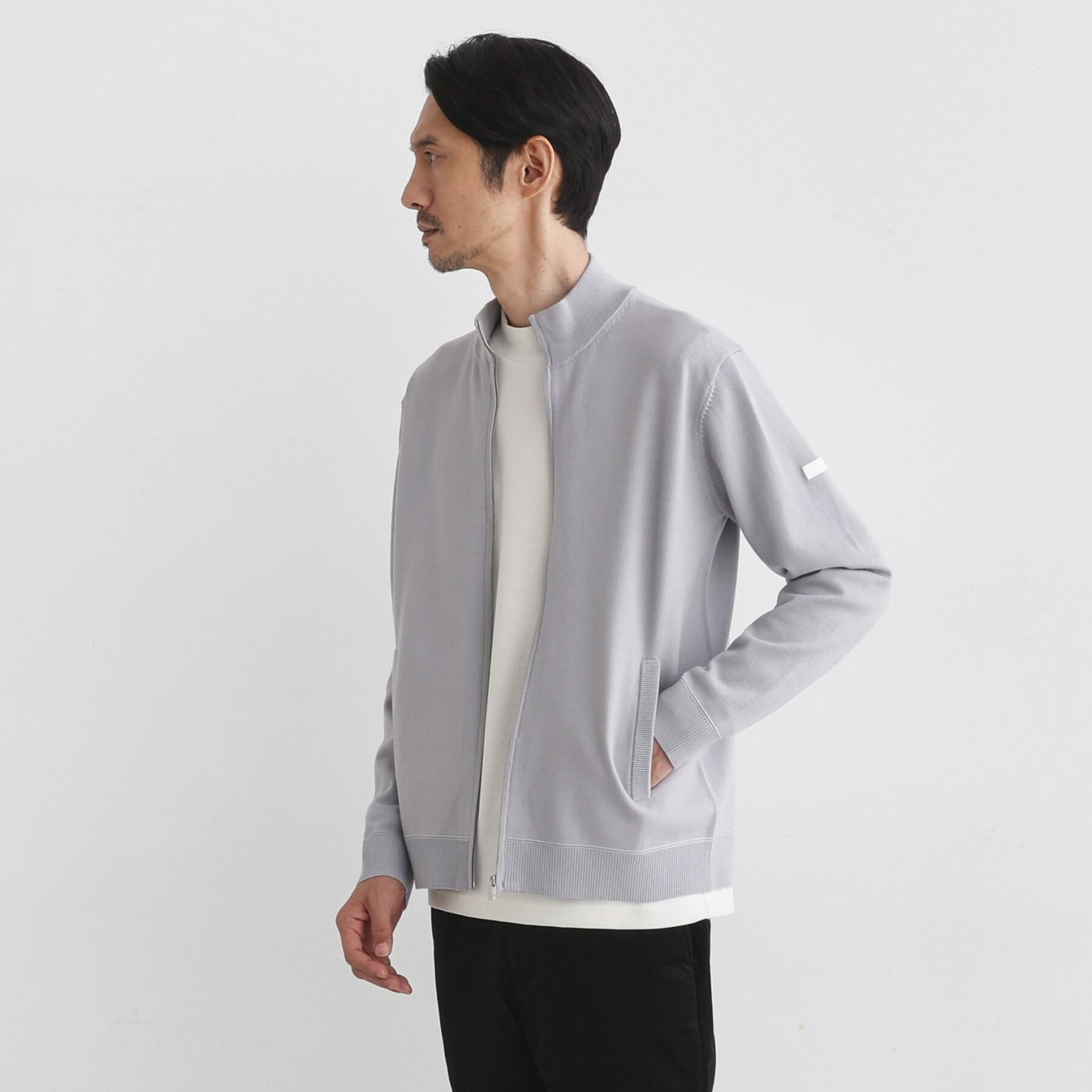 TAKEO KIKUCHI「アンチピリング ジップアップ ニット」|ニット・セーター|ライトグレー(011