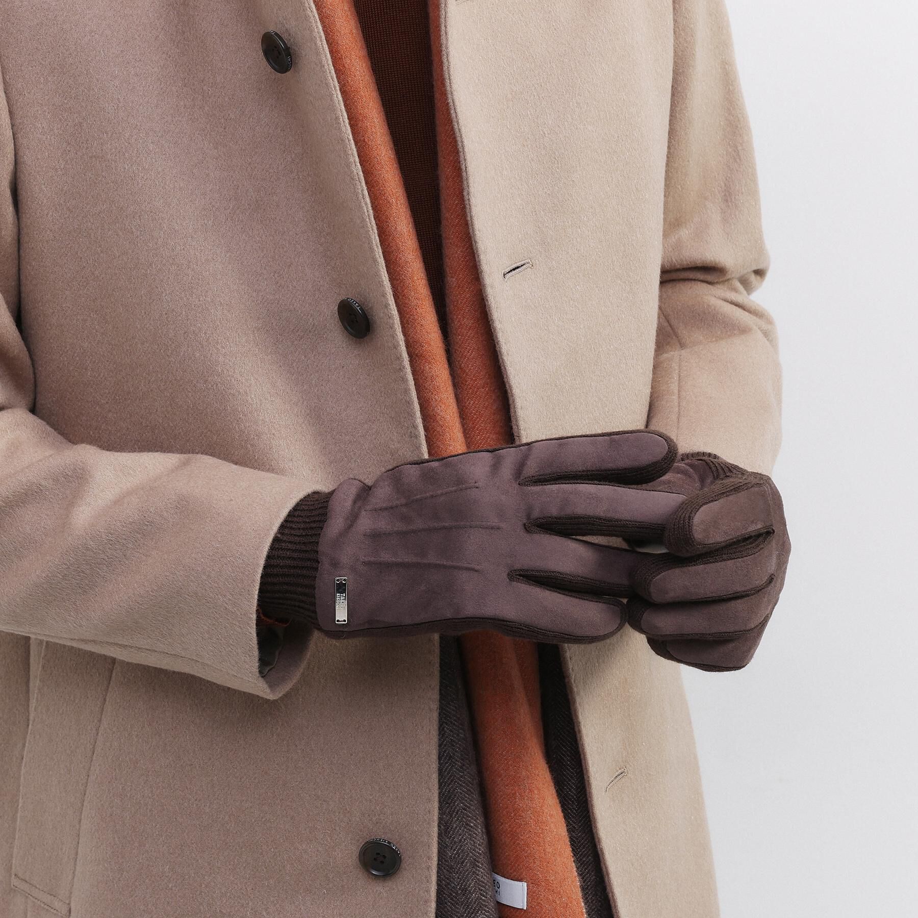 TAKEO KIKUCHI「スエード調ニットコンビ ウォッシャブルグローブ」|手袋|