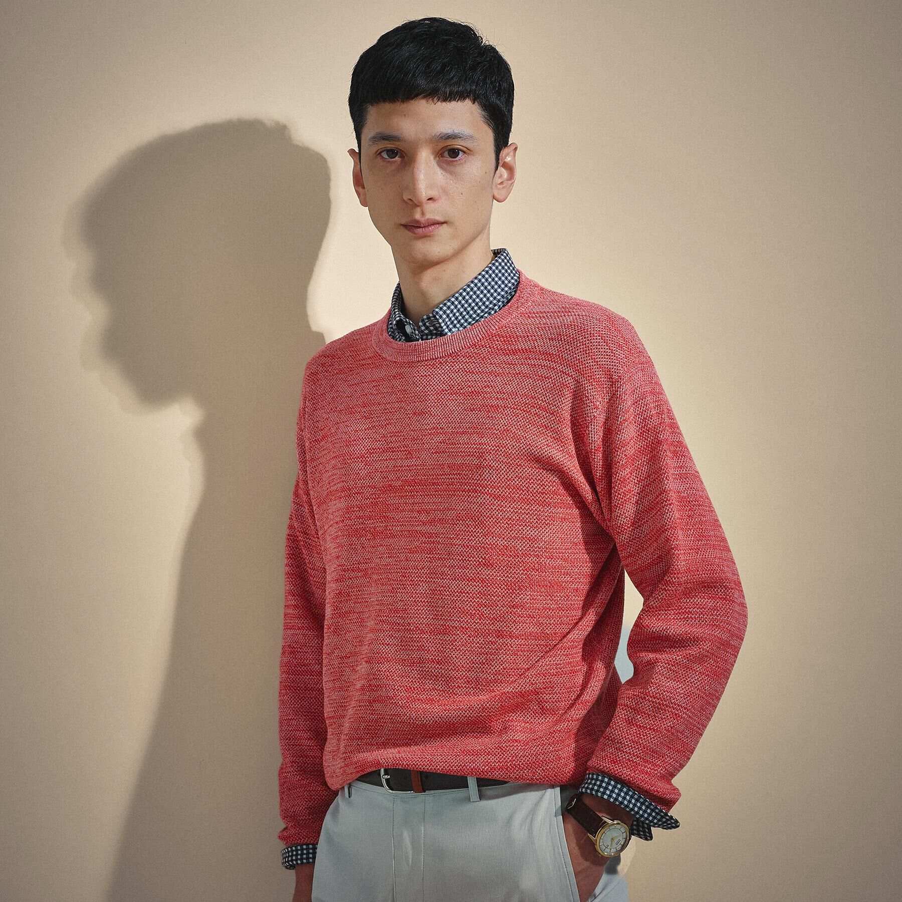 TAKEO KIKUCHI「【洗える】カラースプリングニット」|ニット・セーター|オレンジ(067)