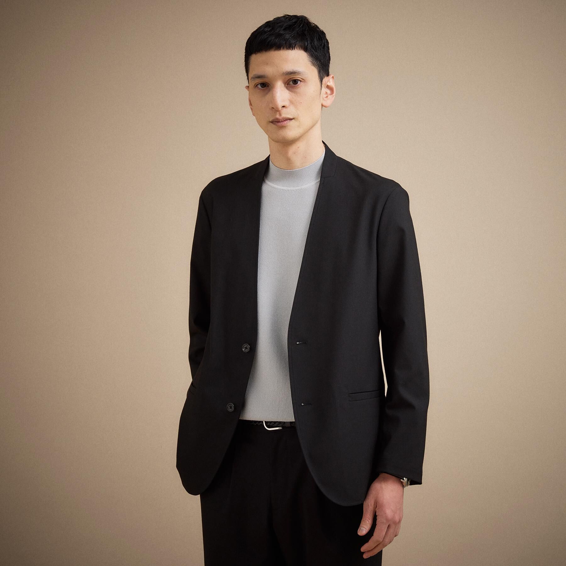 TAKEO KIKUCHI「【ON／OFF兼用】CARREMANファブリック ノーカラージャケット」|ノーカラージャケット|