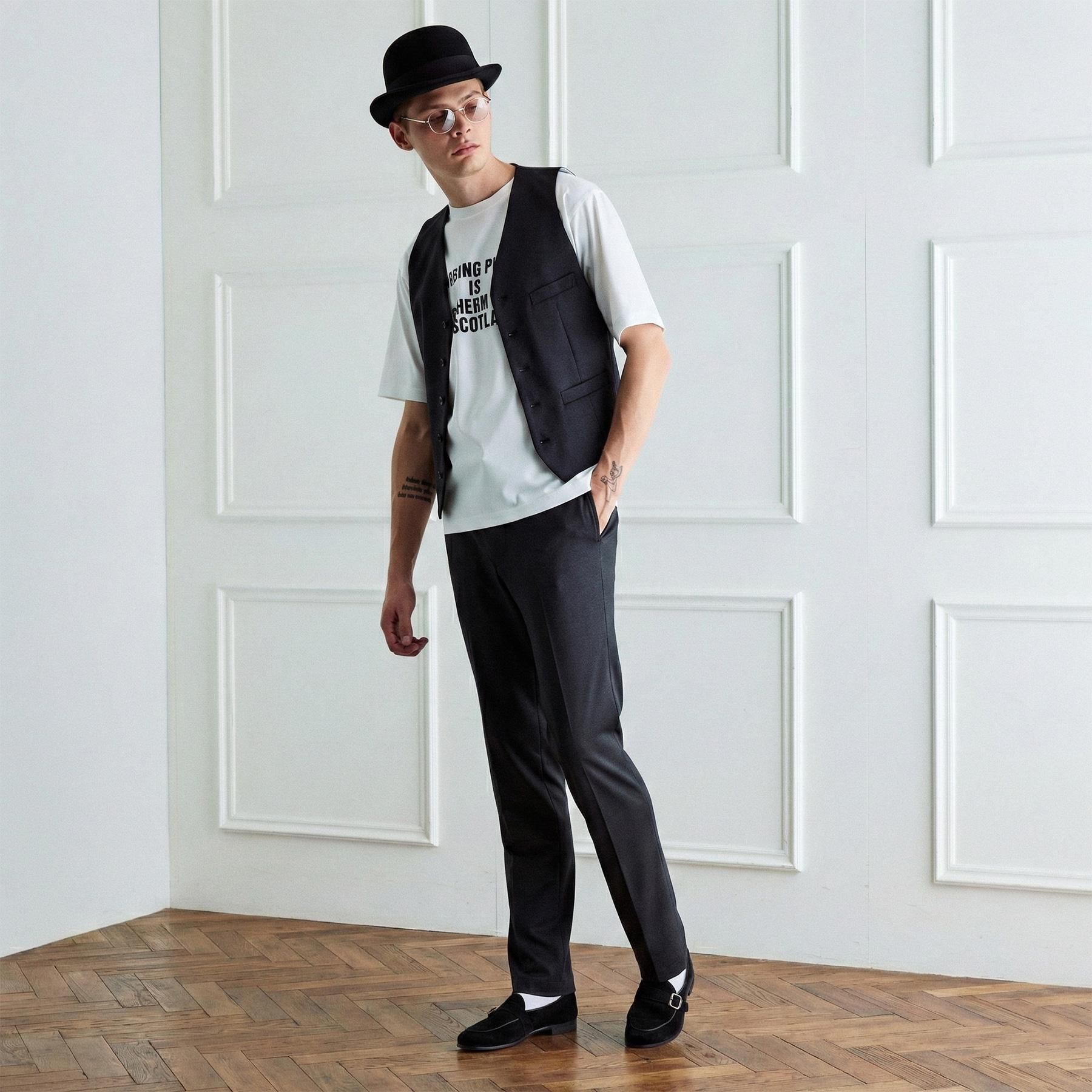 TAKEO KIKUCHI「【BOWLER HAT LABEL】ピンヘッドジャージ べスト」|スーツ|