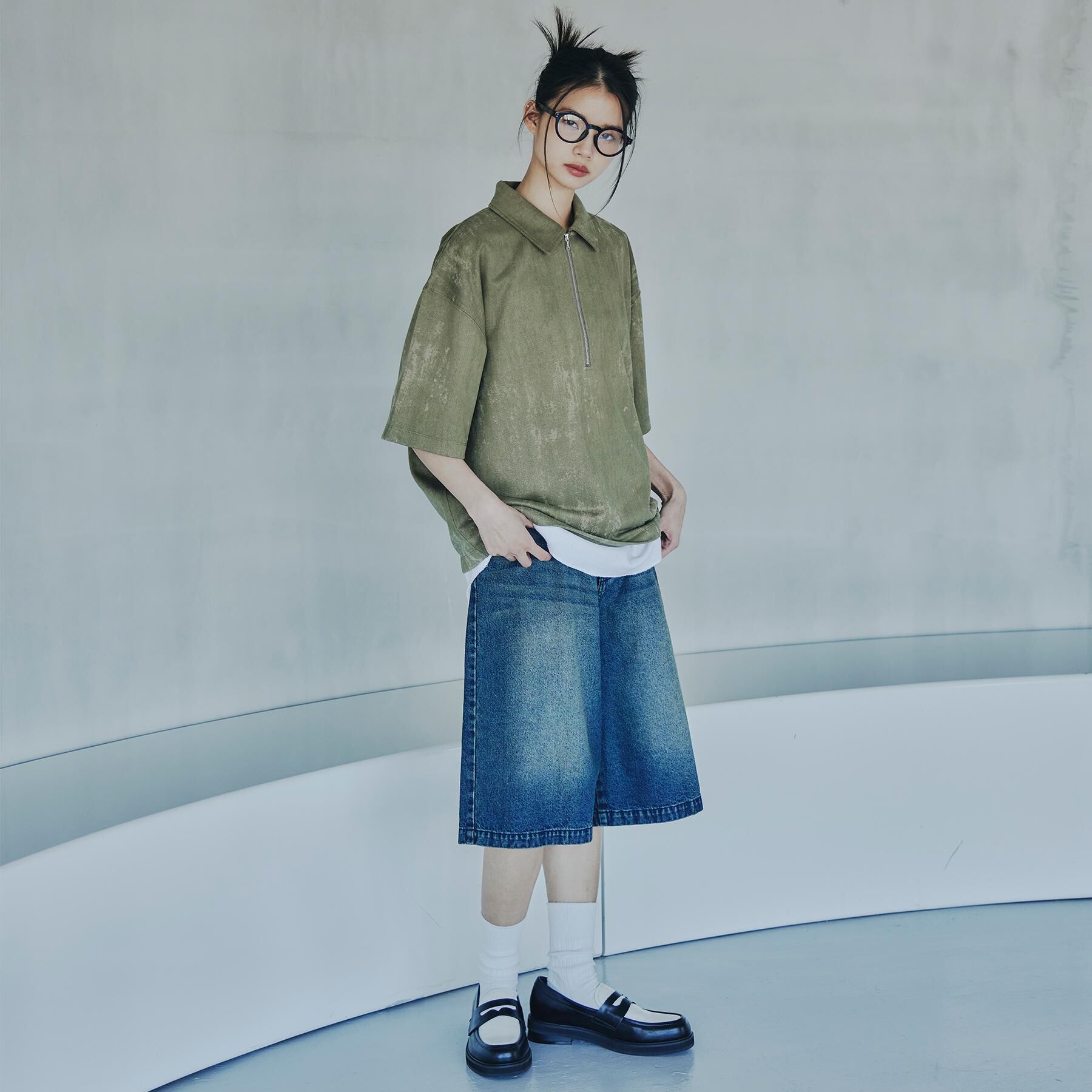 tk.TAKEO KIKUCHI「ヴィンテージライクハーフジップポロシャツ」|ポロシャツ|