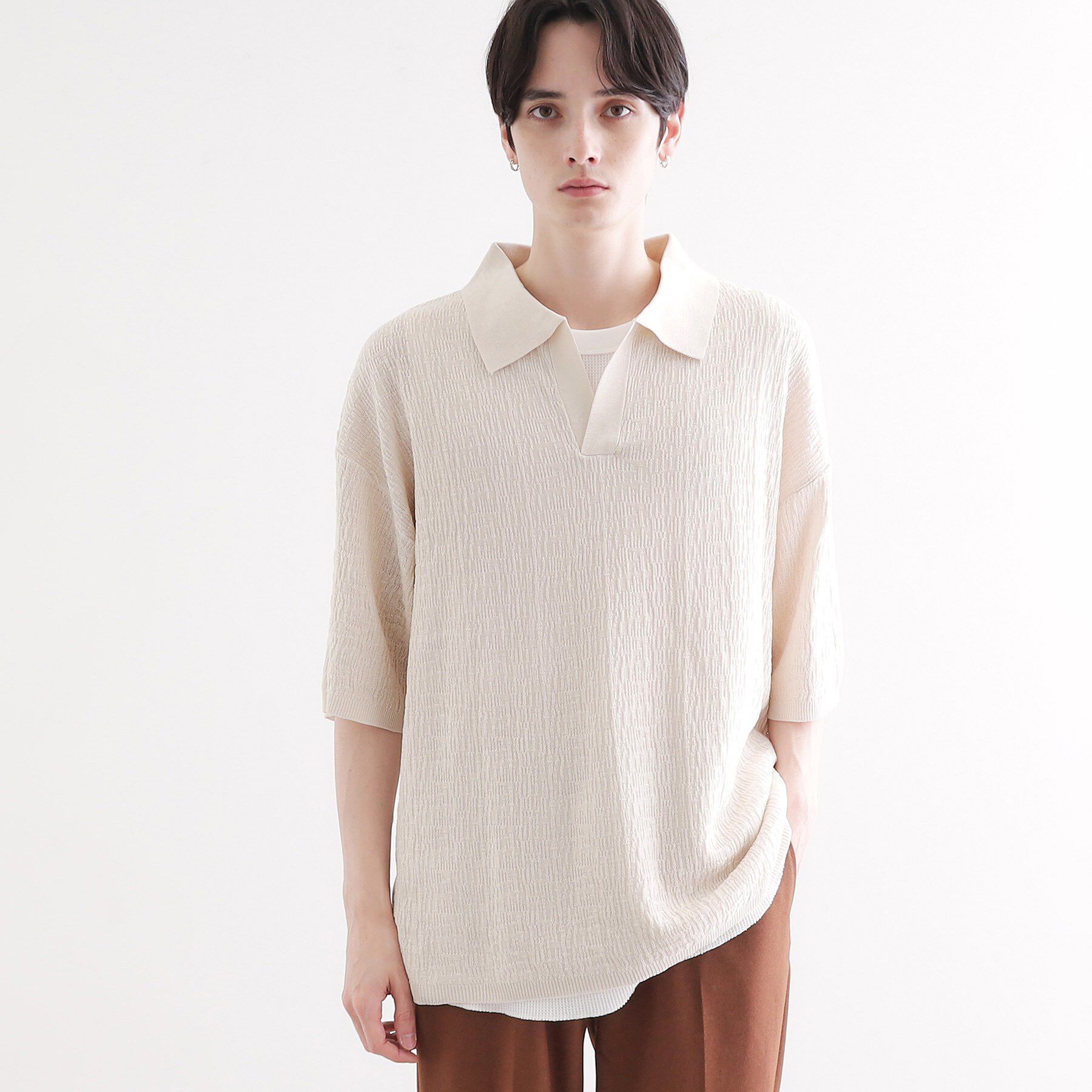 tk.TAKEO KIKUCHI「スキッパーニットポロシャツ」|ポロシャツ|